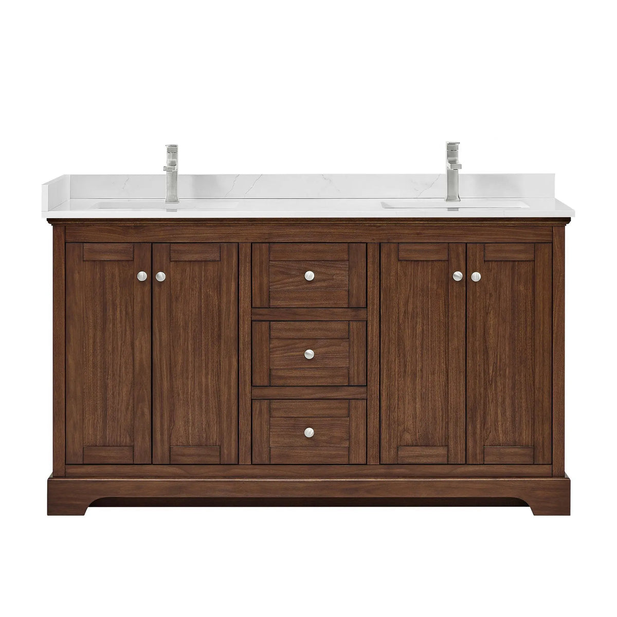 60" Avery Double Bathroom Vanity Dark Walnut Polished Chrome Trim by wyndham View 26