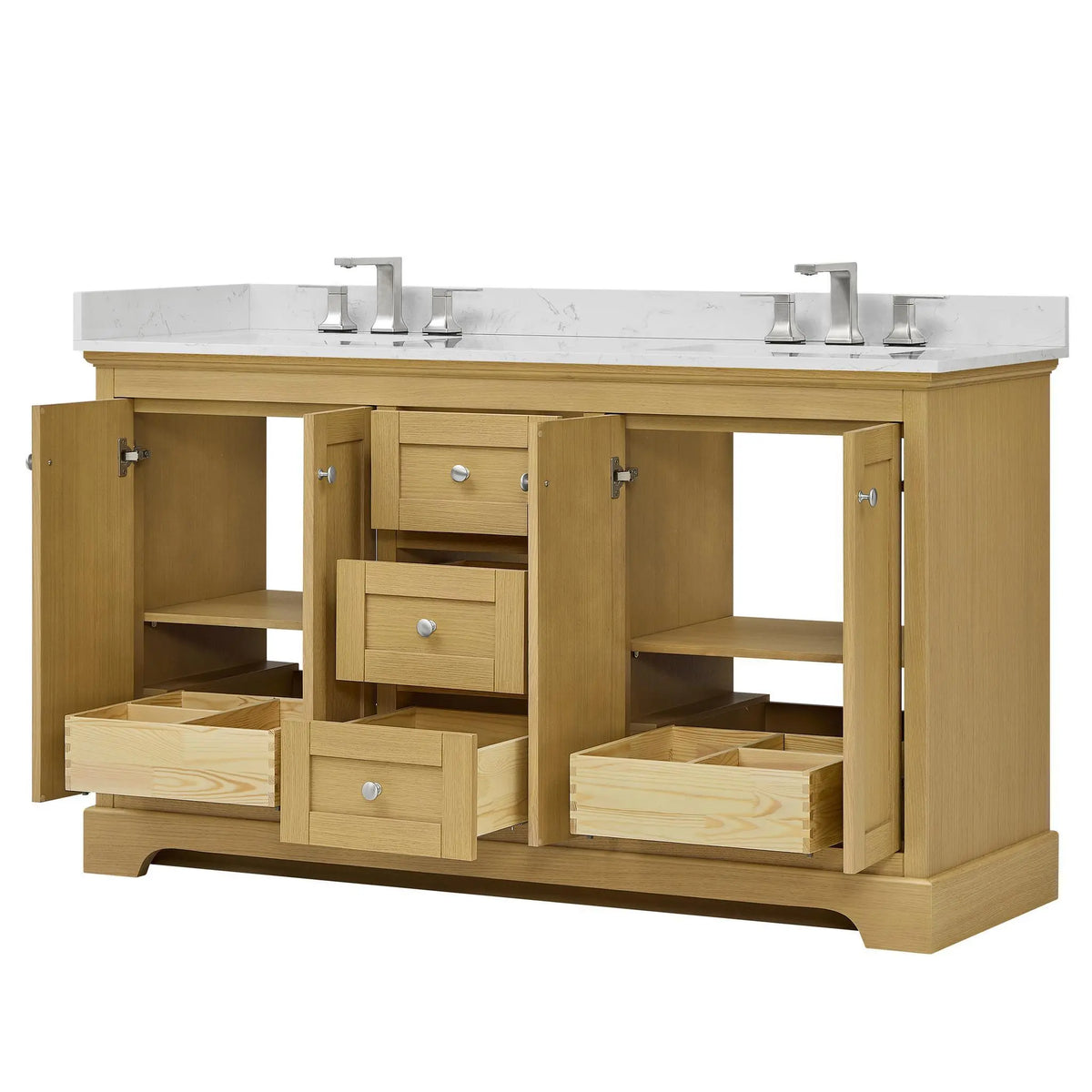 60" Avery Double Bathroom Vanity Honey Oak Polished Chrome Trim by wyndham View 8
