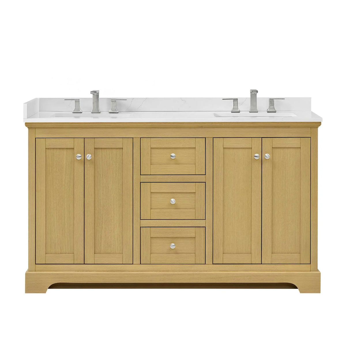 60" Avery Double Bathroom Vanity Honey Oak Polished Chrome Trim by wyndham View 16