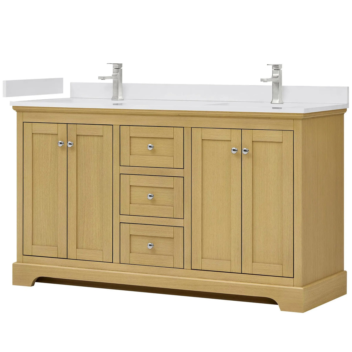 60" Avery Double Bathroom Vanity Honey Oak Polished Chrome Trim by wyndham View 25