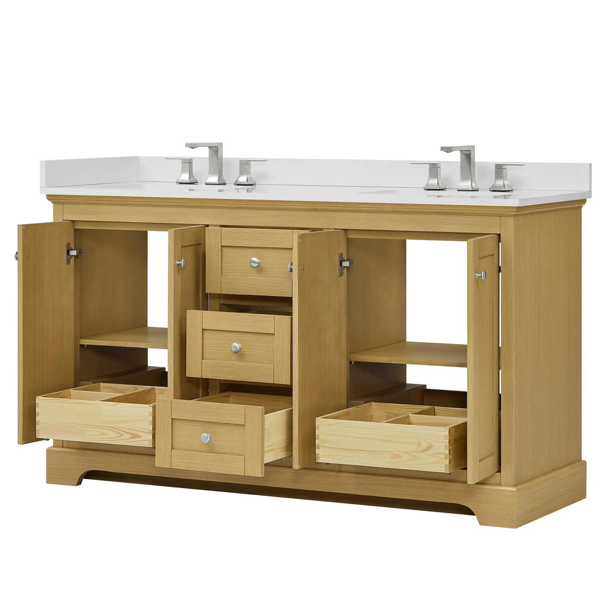 60" Avery Double Bathroom Vanity Honey Oak Polished Chrome Trim by wyndham View 38