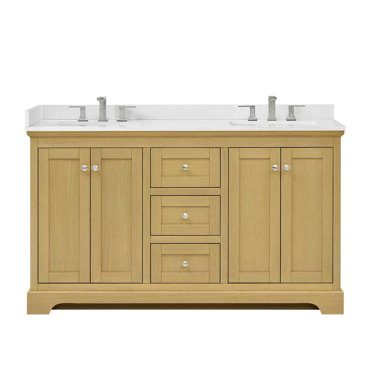 60" Avery Double Bathroom Vanity Honey Oak Polished Chrome Trim by wyndham View 36