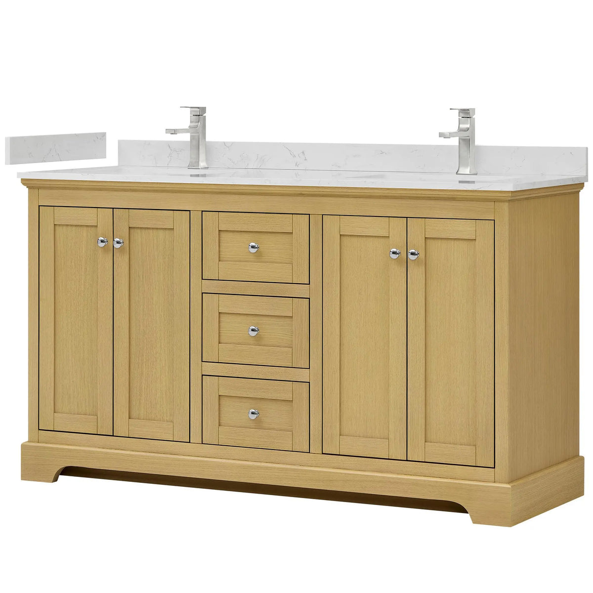 60" Avery Double Bathroom Vanity Honey Oak Polished Chrome Trim by wyndham View 5