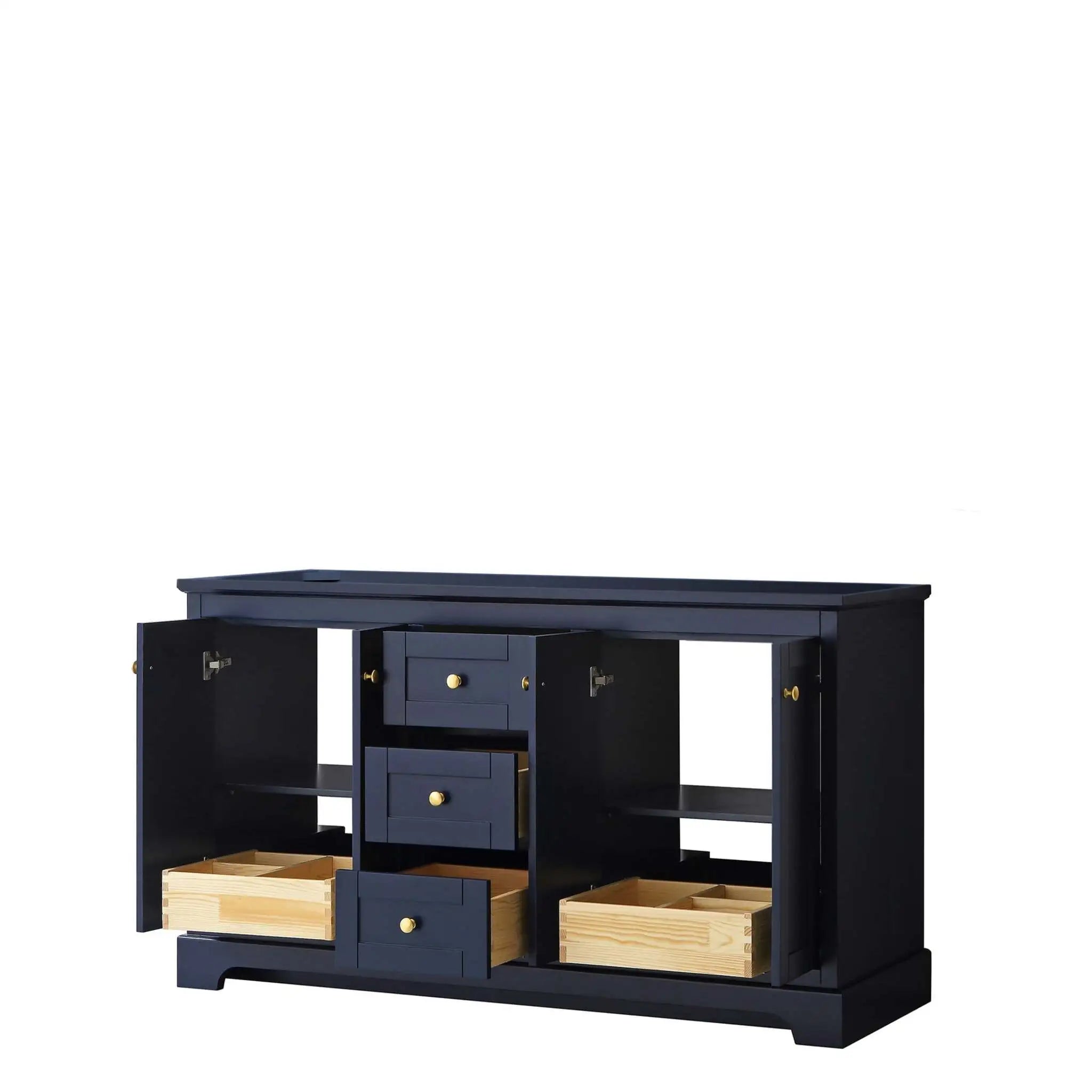 60" Avery Double Bathroom Vanity in Dark Blue with Brushed Gold Trim by Wyndham