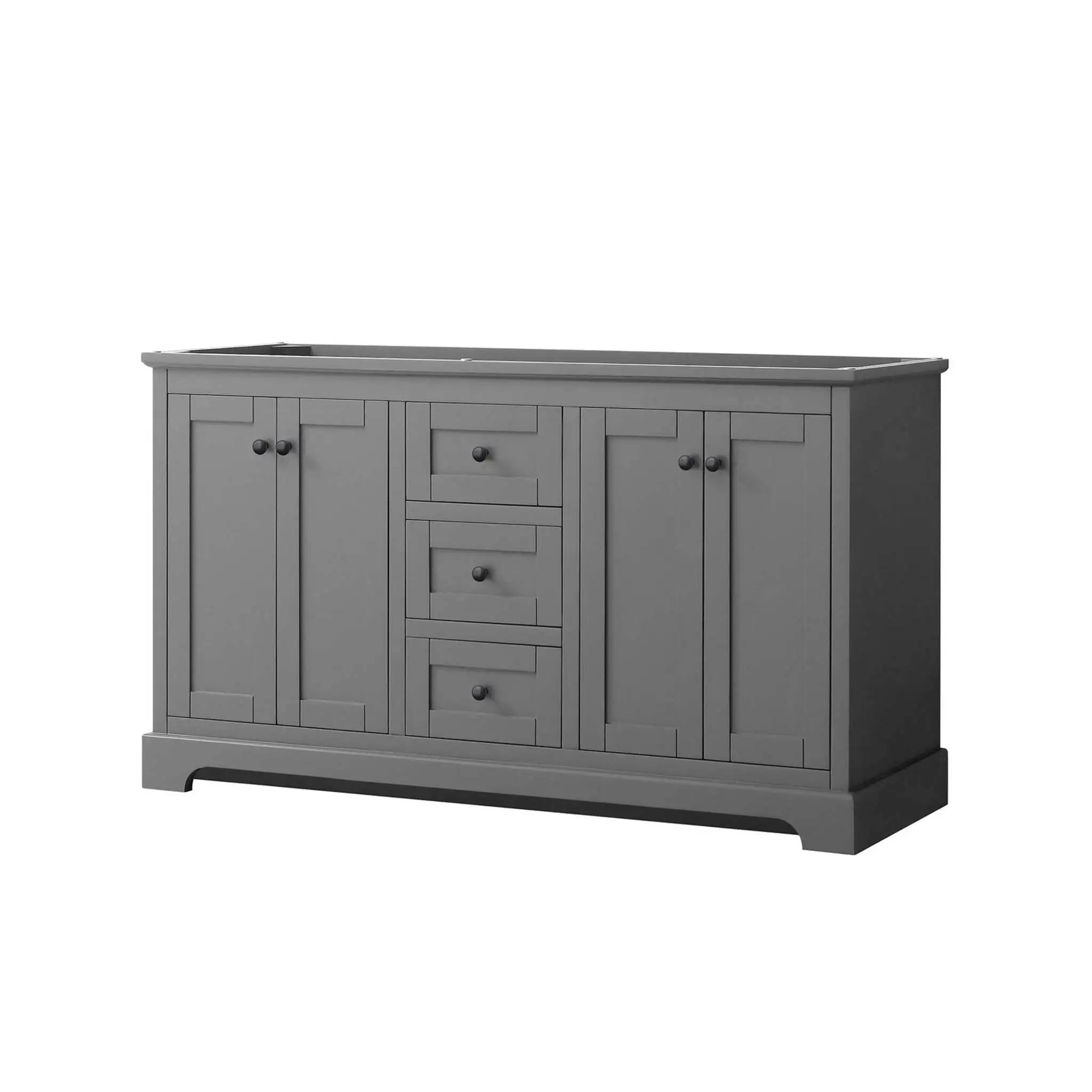 60" Avery Double Bathroom Vanity in Dark Gray with Matte Black Trim by Wyndham
