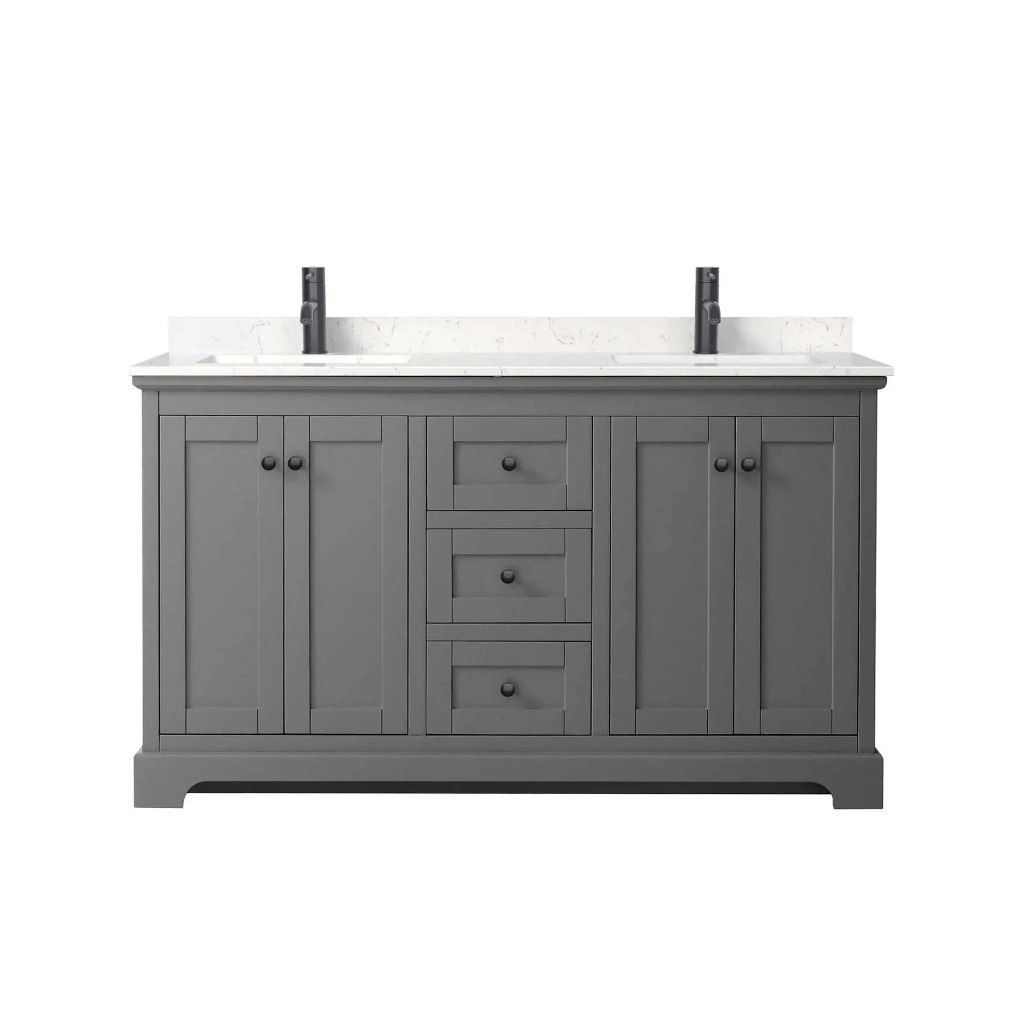 60" Avery Double Bathroom Vanity in Dark Gray with Matte Black Trim by Wyndham