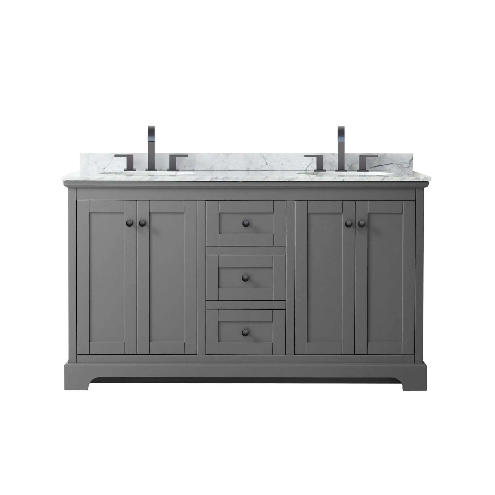 60" Avery Double Bathroom Vanity in Dark Gray with Matte Black Trim by Wyndham