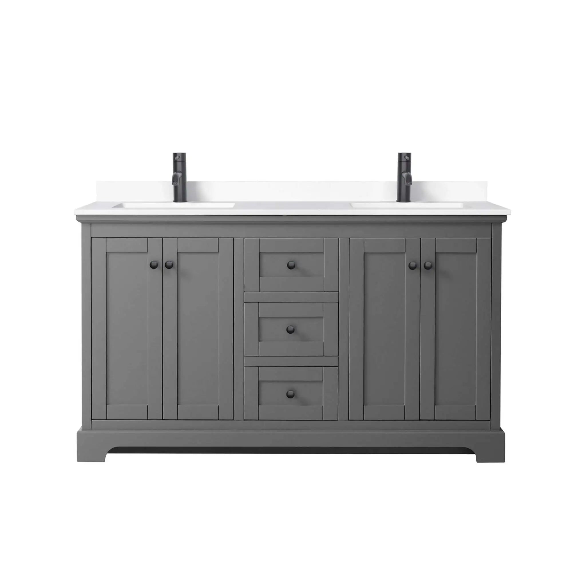 60" Avery Double Bathroom Vanity in Dark Gray with Matte Black Trim by Wyndham
