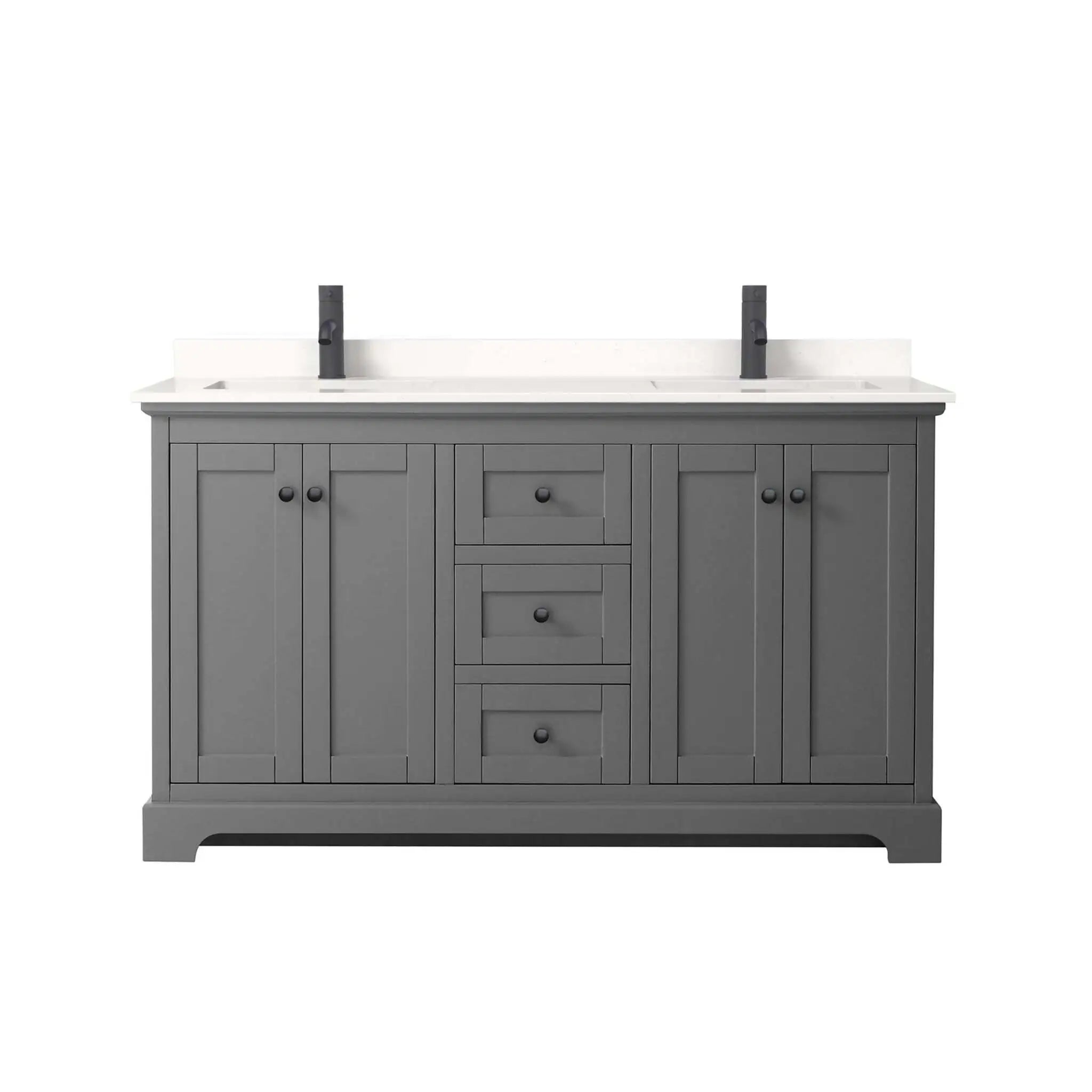 60" Avery Double Bathroom Vanity in Dark Gray with Matte Black Trim by Wyndham