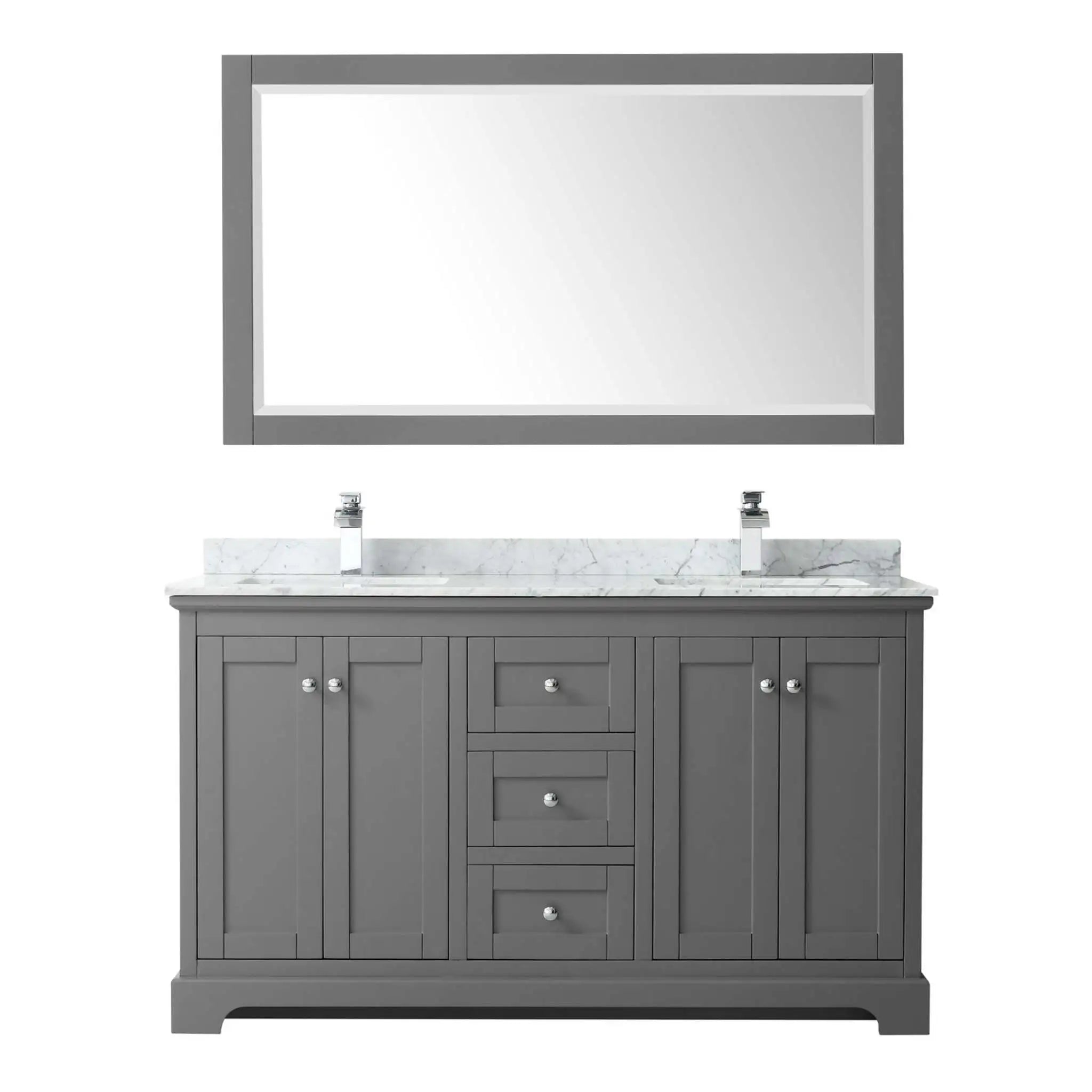 60" Avery Double Bathroom Vanity in Dark Gray with Polished Chrome Trim & 58" Mirror by Wyndham