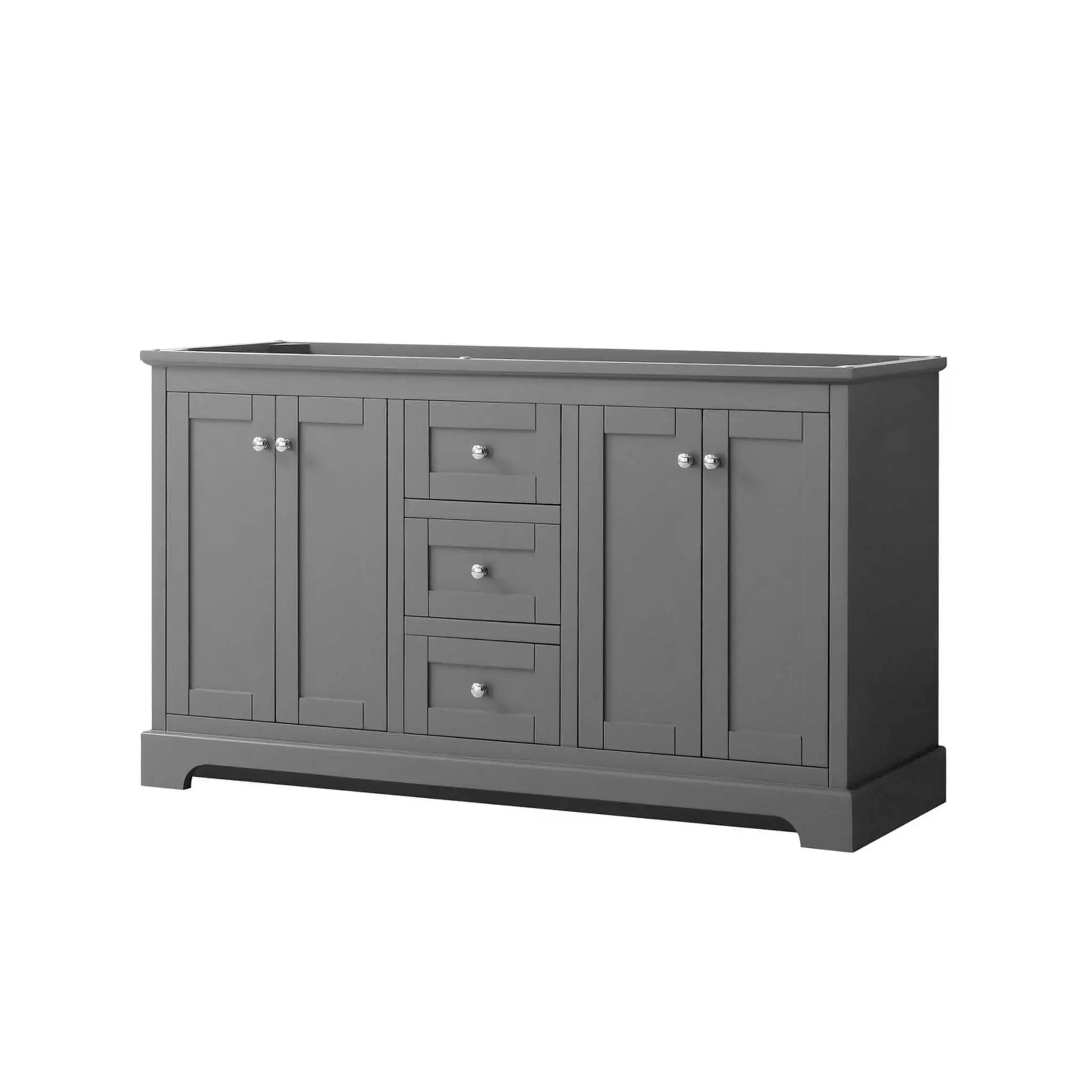 60" Avery Double Bathroom Vanity in Dark Gray with Polished Chrome Trim by Wyndham