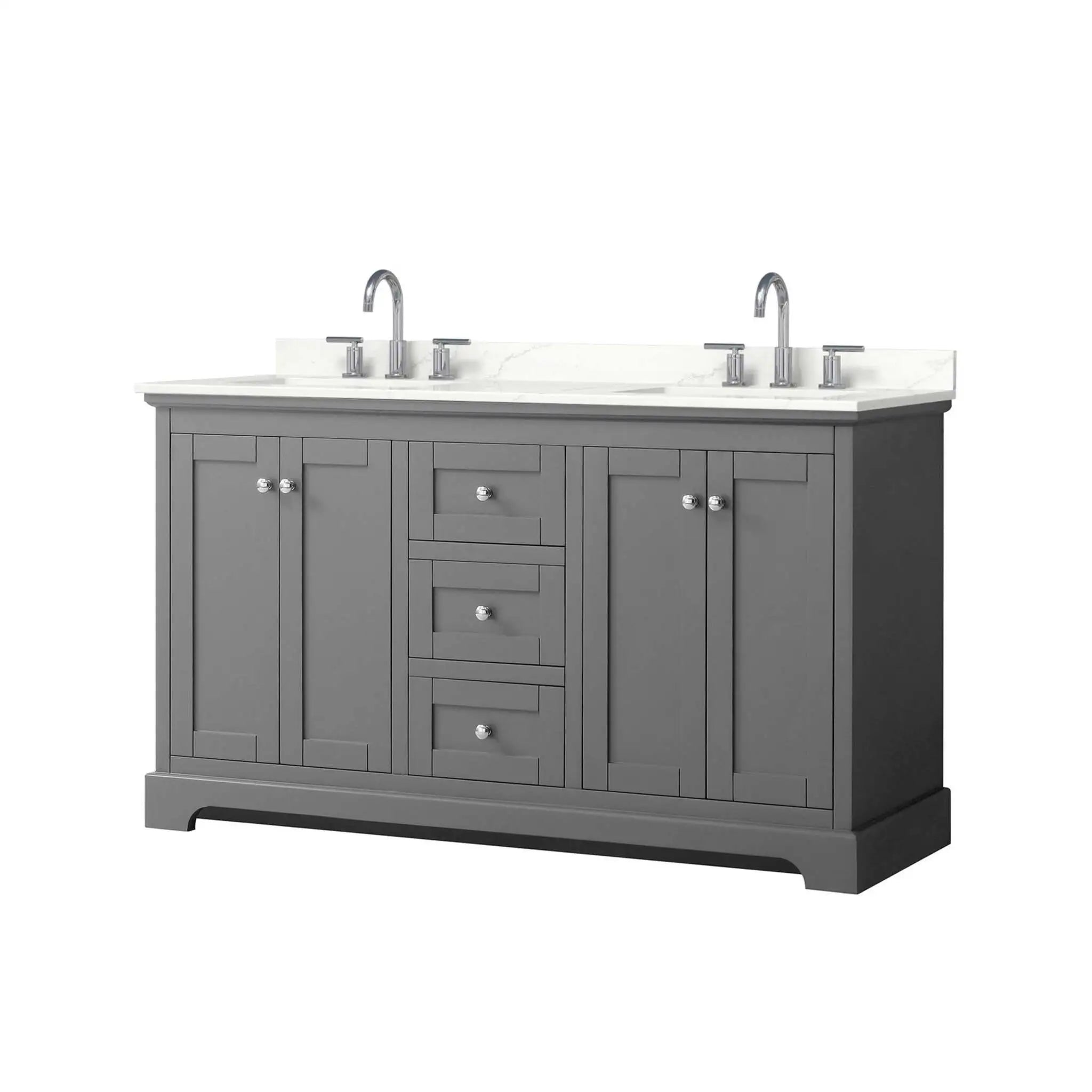 60" Avery Double Bathroom Vanity in Dark Gray with Polished Chrome Trim by Wyndham