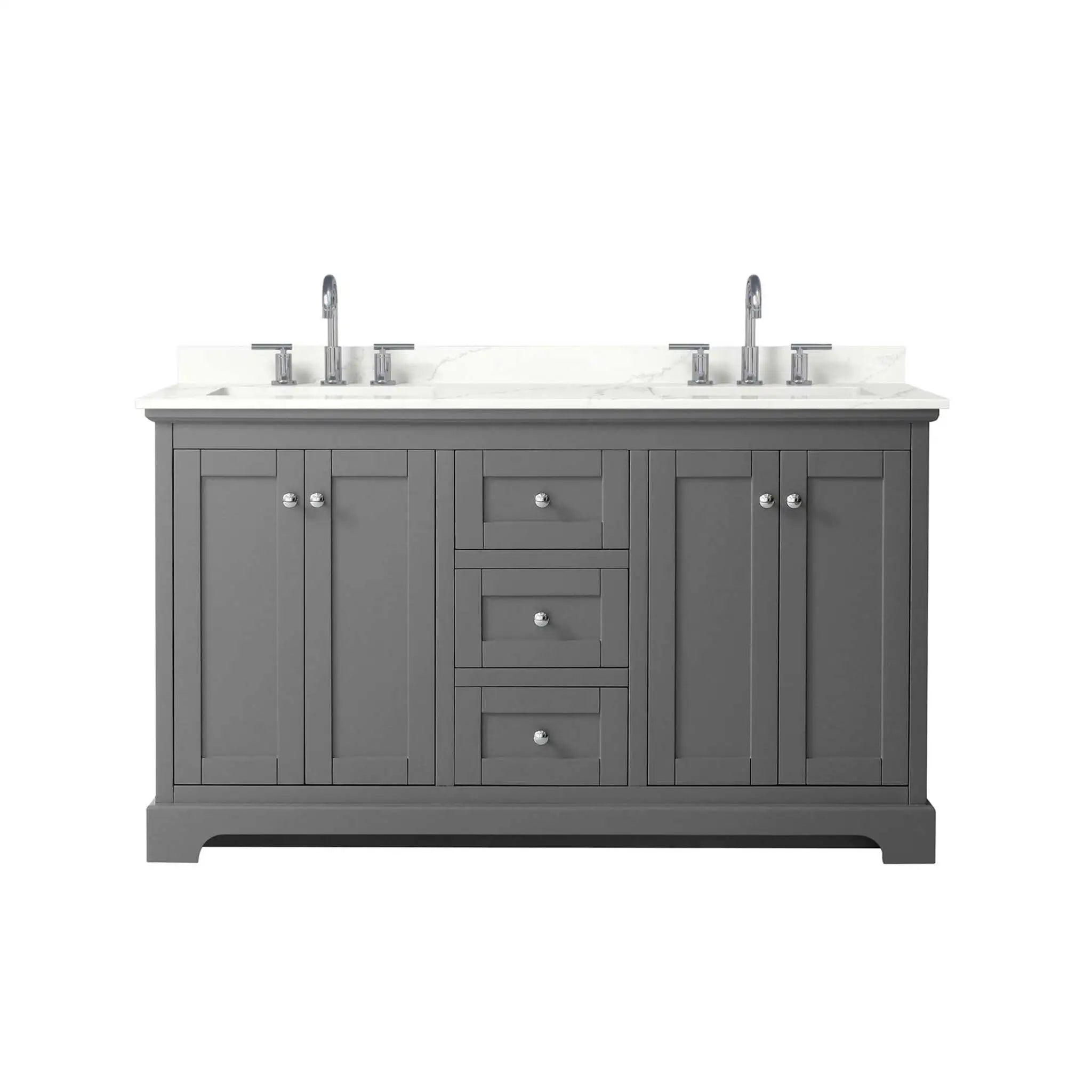 60" Avery Double Bathroom Vanity in Dark Gray with Polished Chrome Trim by Wyndham