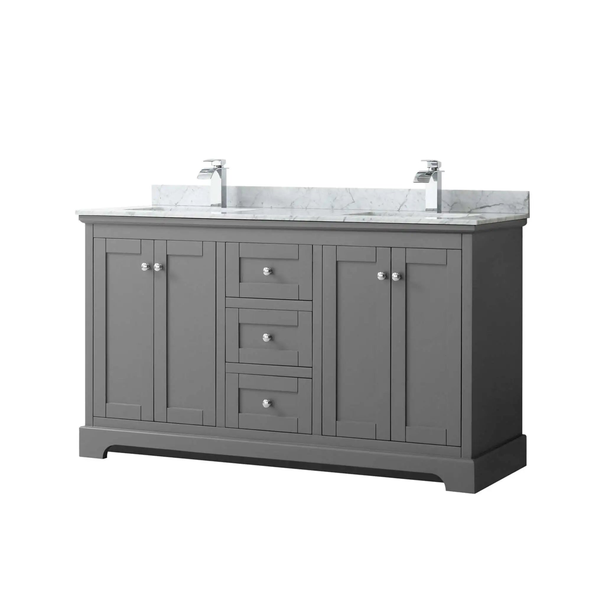 60" Avery Double Bathroom Vanity in Dark Gray with Polished Chrome Trim by Wyndham