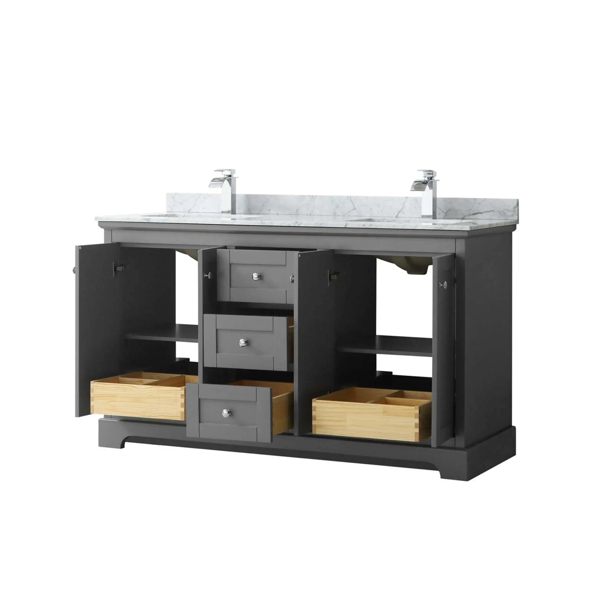 60" Avery Double Bathroom Vanity in Dark Gray with Polished Chrome Trim by Wyndham