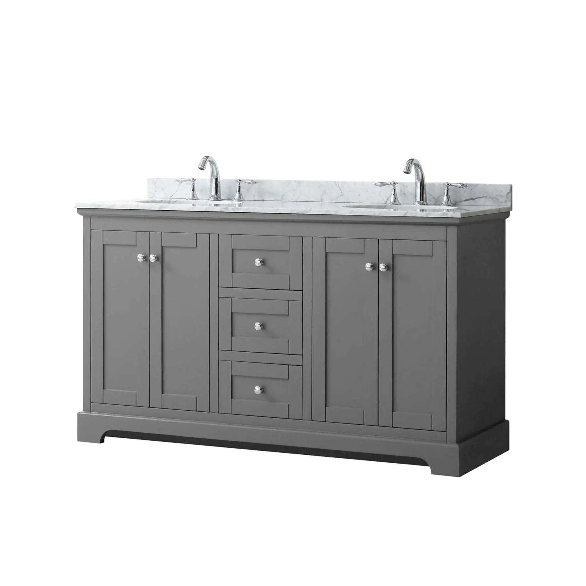 60" Avery Double Bathroom Vanity in Dark Gray with Polished Chrome Trim by Wyndham