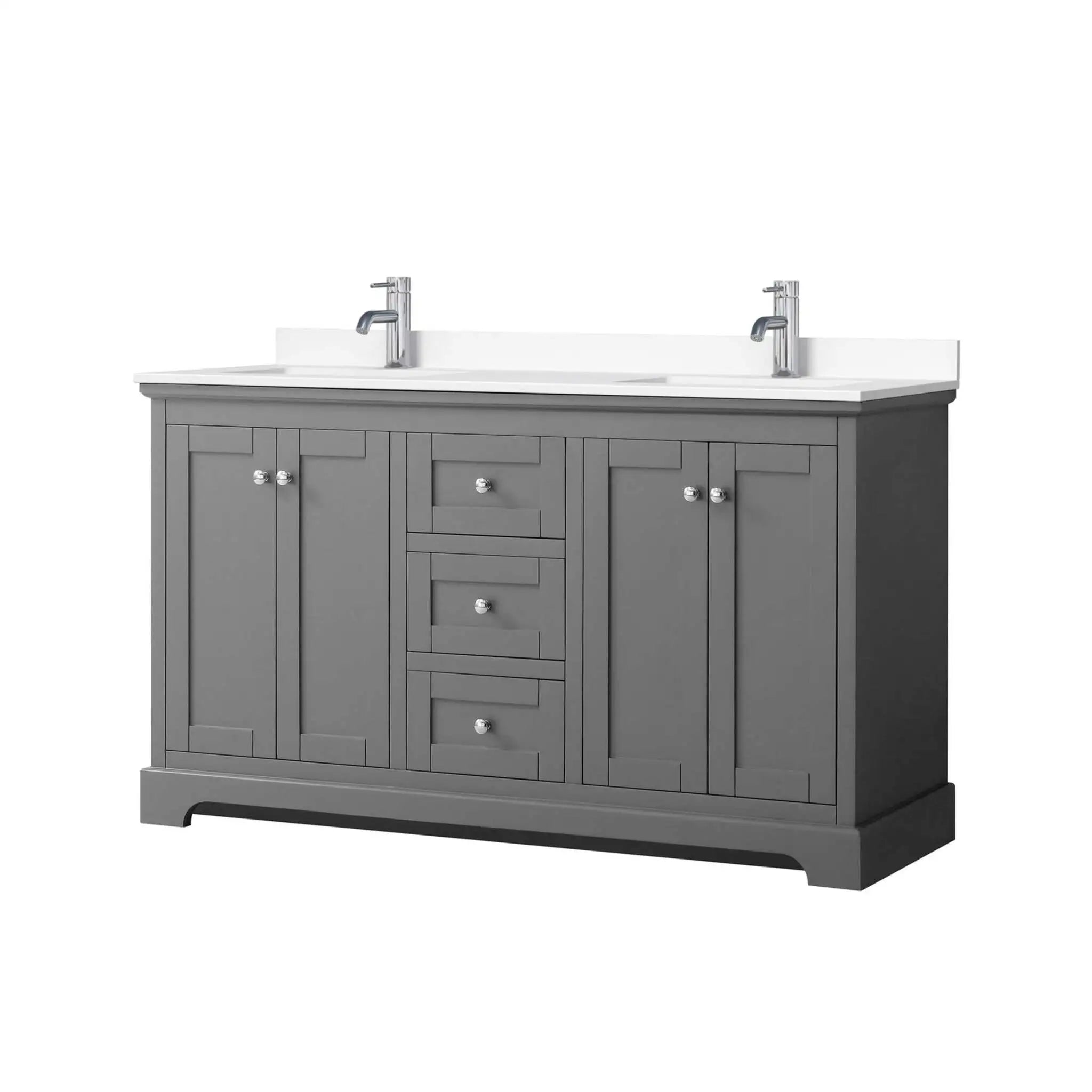 60" Avery Double Bathroom Vanity in Dark Gray with Polished Chrome Trim by Wyndham