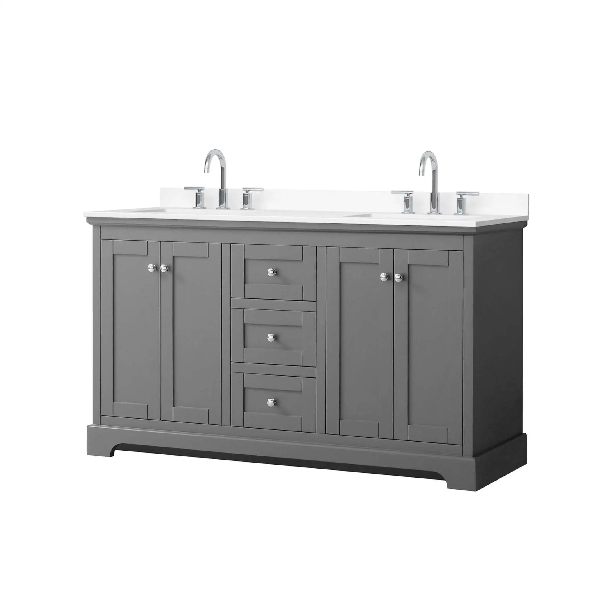 60" Avery Double Bathroom Vanity in Dark Gray with Polished Chrome Trim by Wyndham