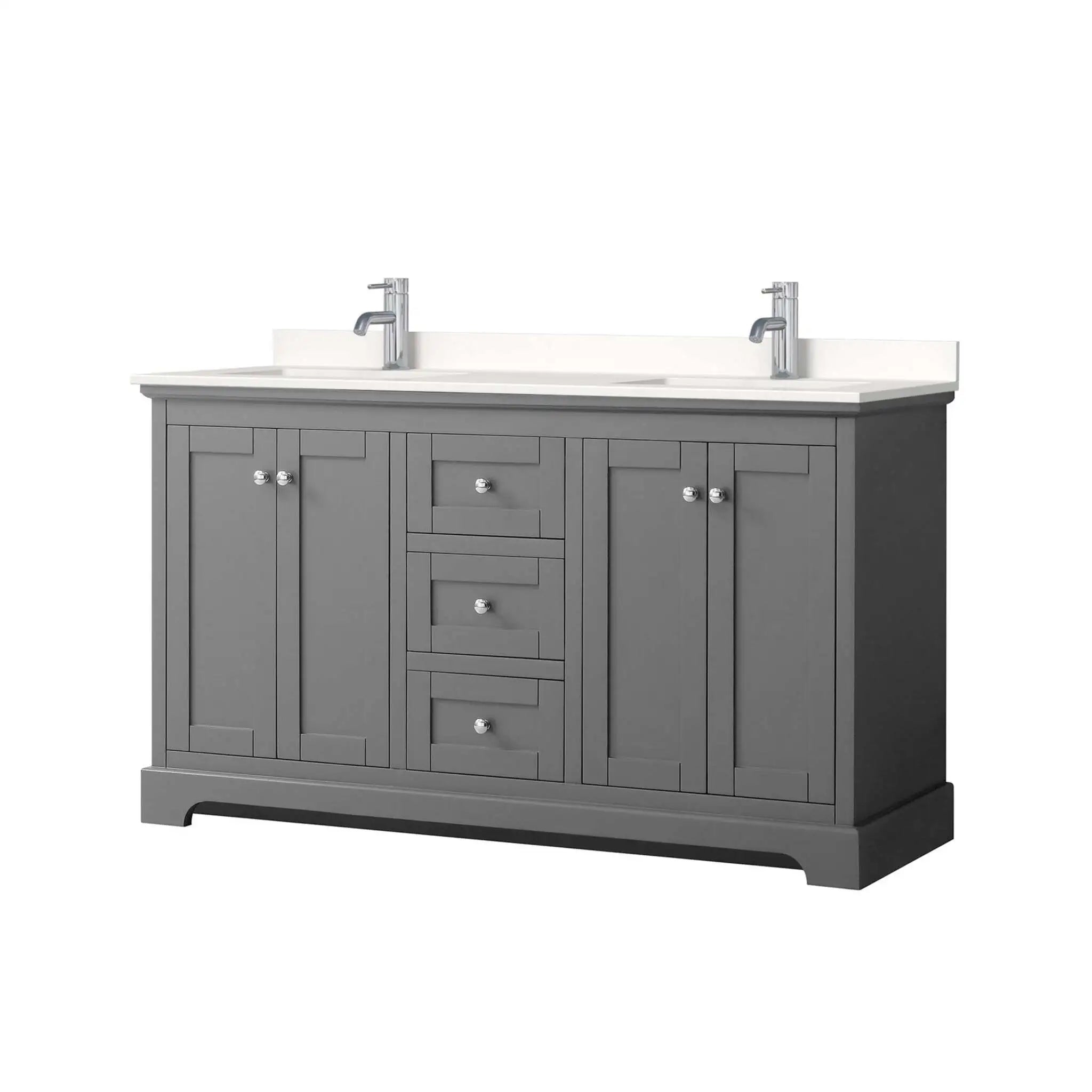 60" Avery Double Bathroom Vanity in Dark Gray with Polished Chrome Trim by Wyndham
