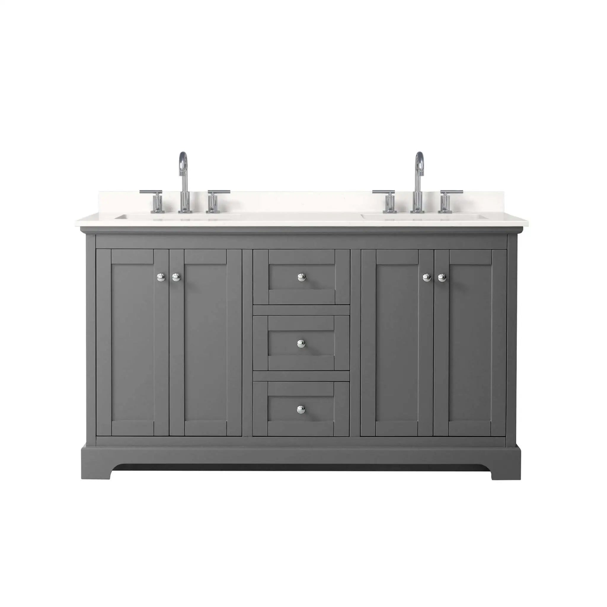 60" Avery Double Bathroom Vanity in Dark Gray with Polished Chrome Trim by Wyndham