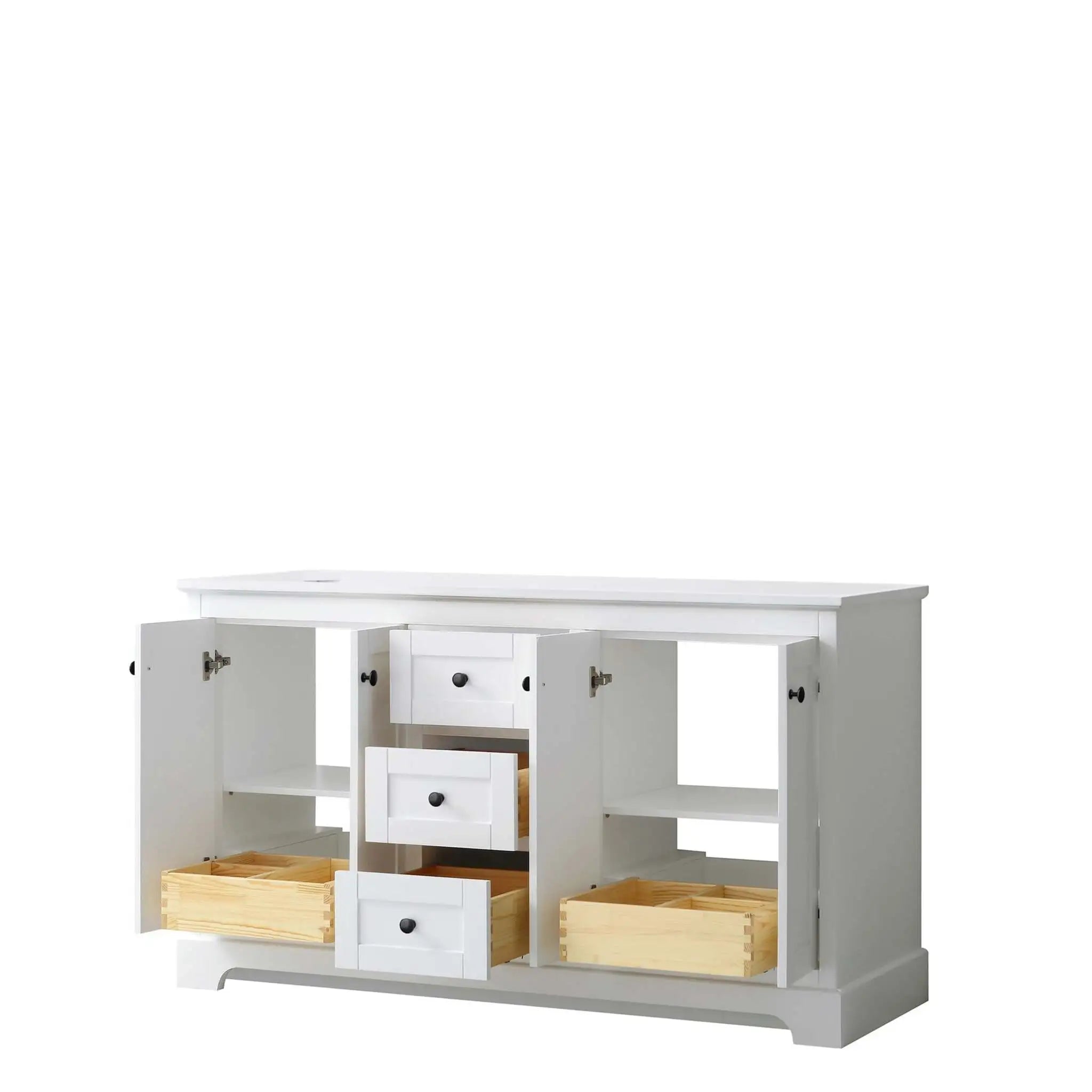 60" Avery Double Bathroom Vanity in White with Matte Black Trim by Wyndham