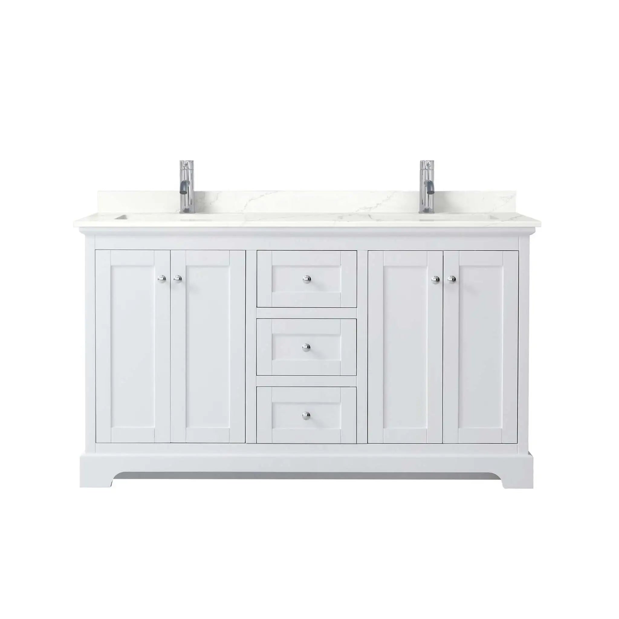 60" Avery Double Bathroom Vanity in White with Polished Chrome Trim by Wyndham