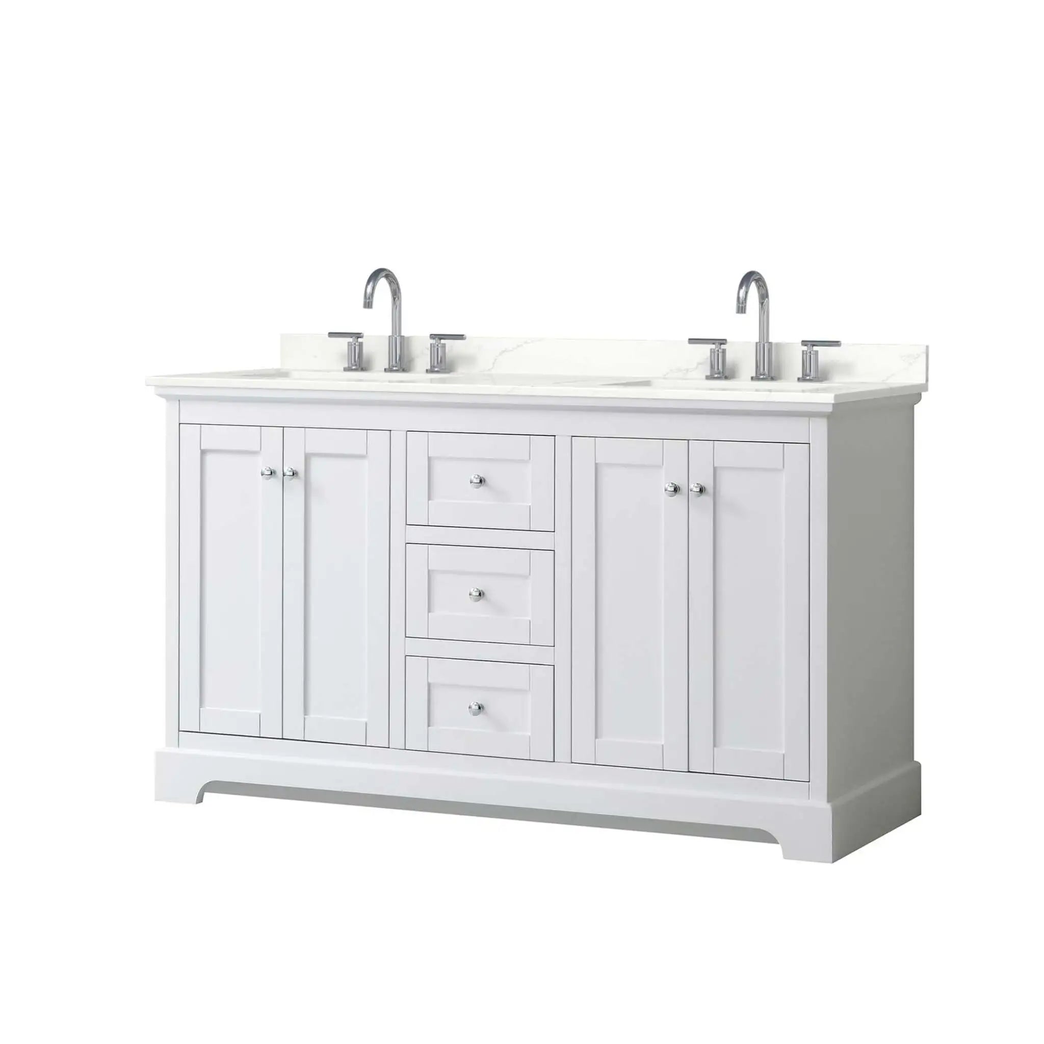 60" Avery Double Bathroom Vanity in White with Polished Chrome Trim by Wyndham