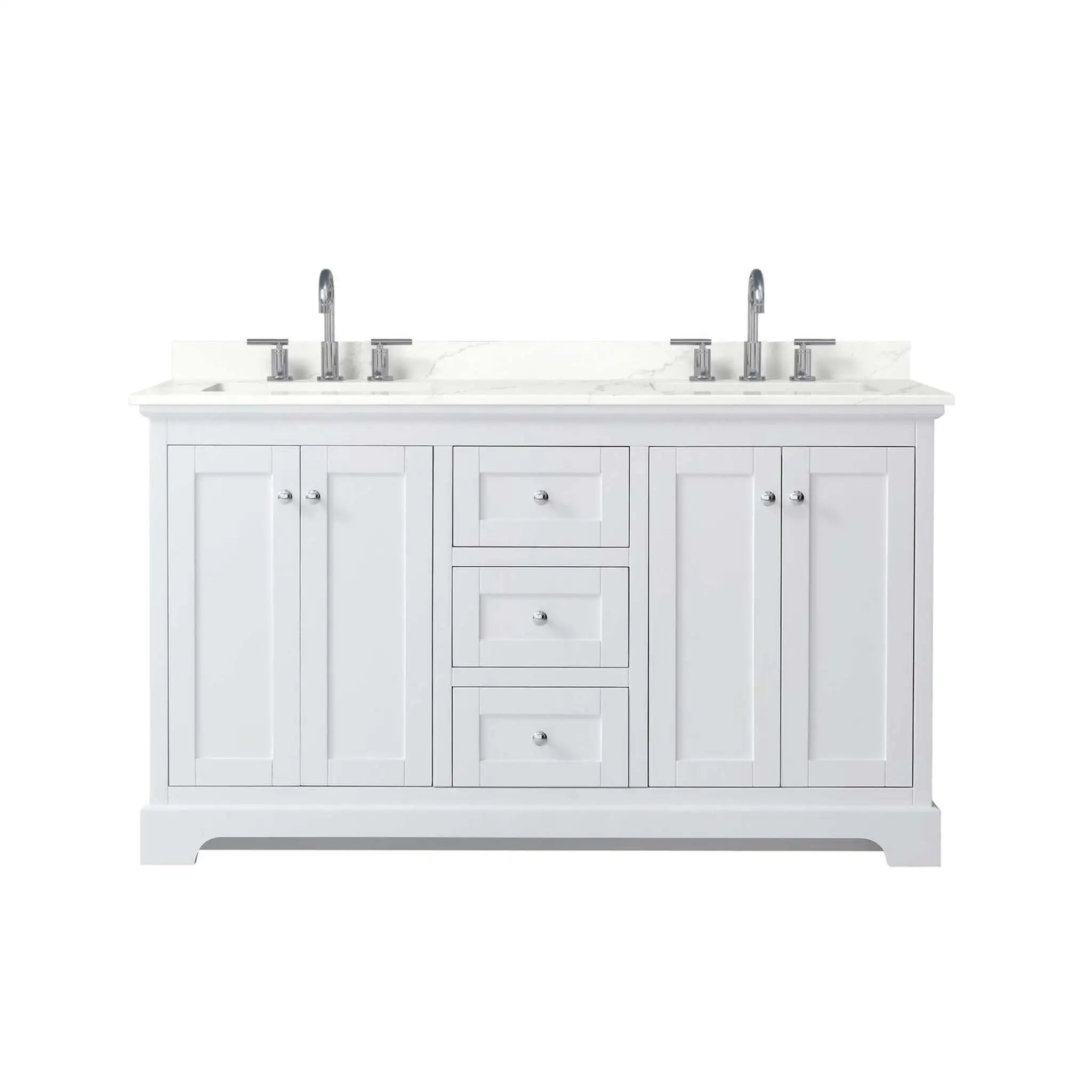 60" Avery Double Bathroom Vanity in White with Polished Chrome Trim by Wyndham