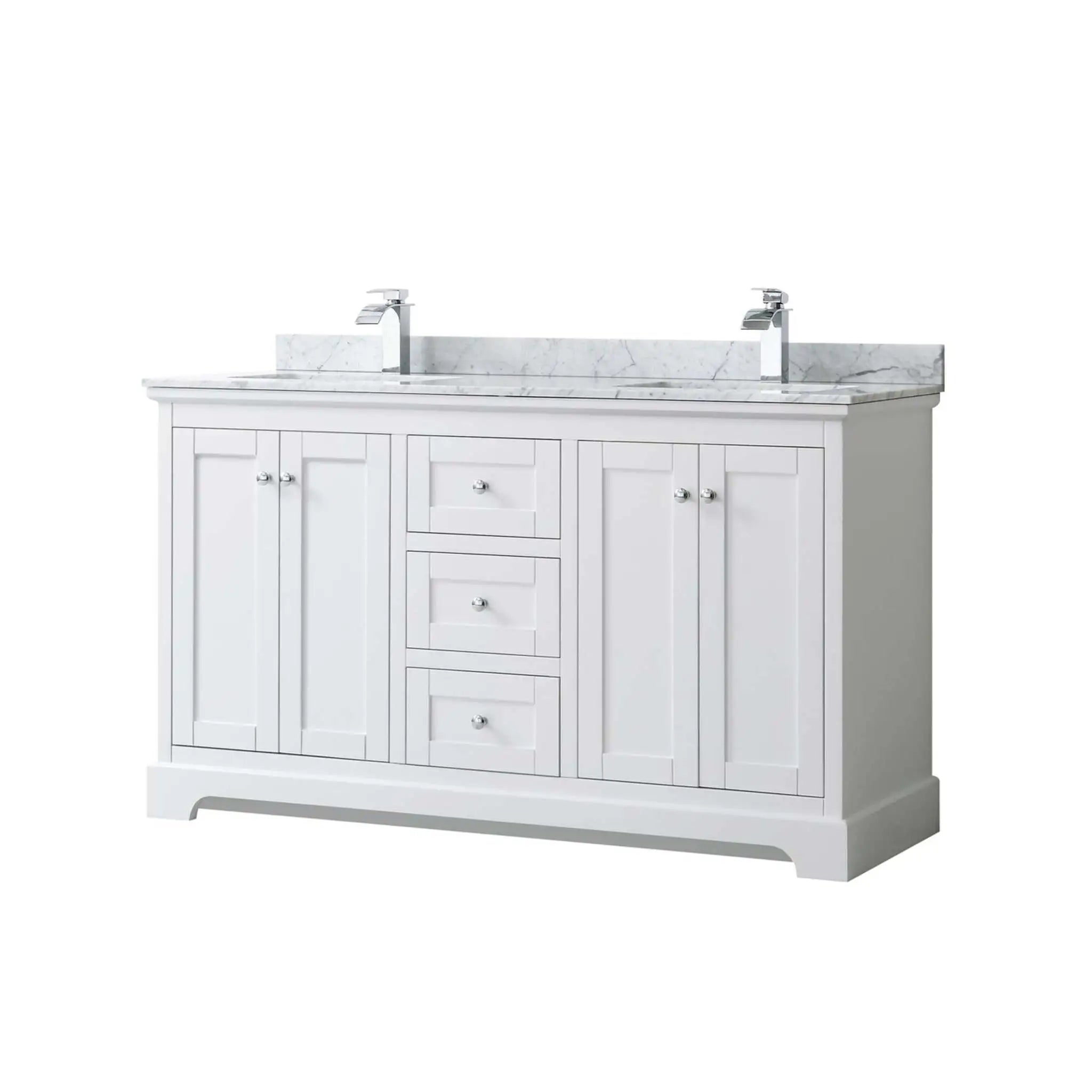 60" Avery Double Bathroom Vanity in White with Polished Chrome Trim by Wyndham