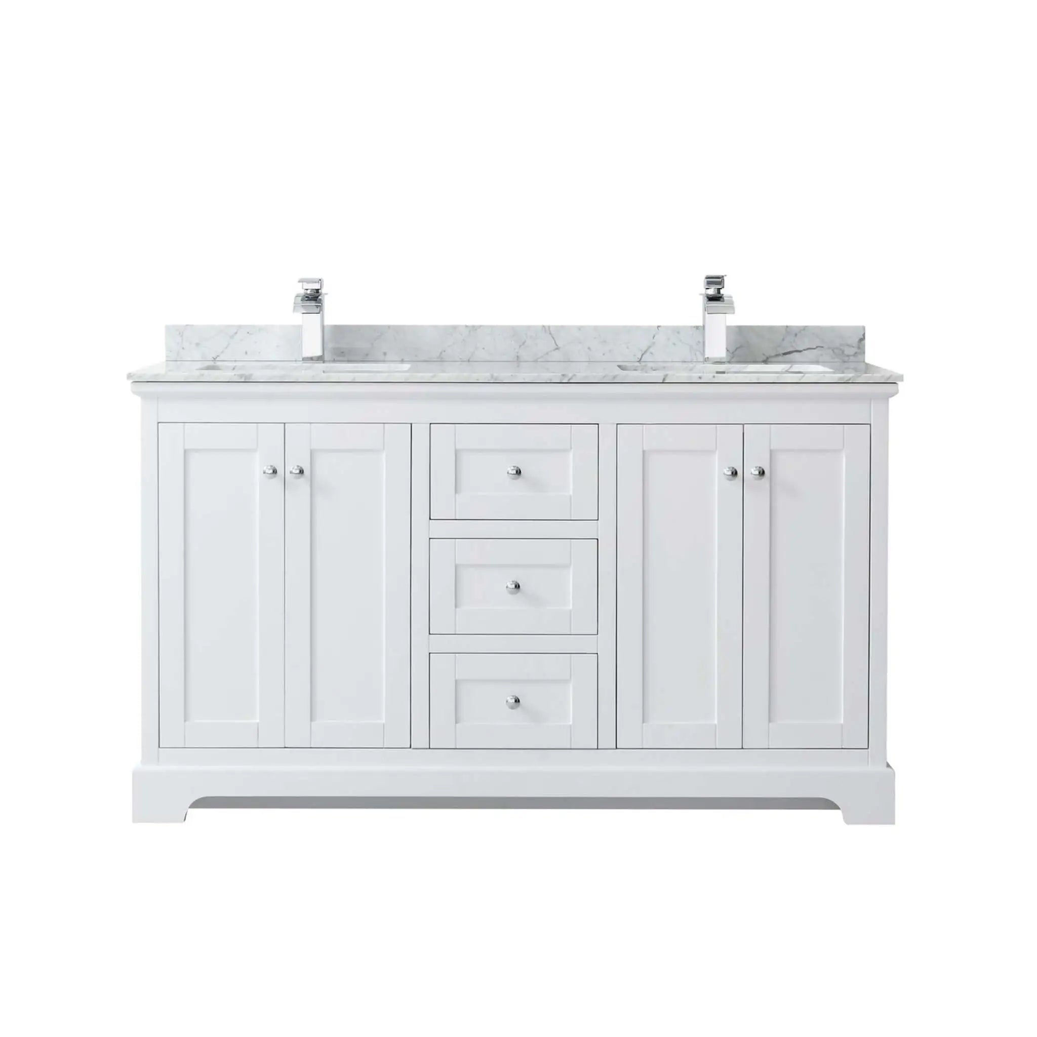 60" Avery Double Bathroom Vanity in White with Polished Chrome Trim by Wyndham