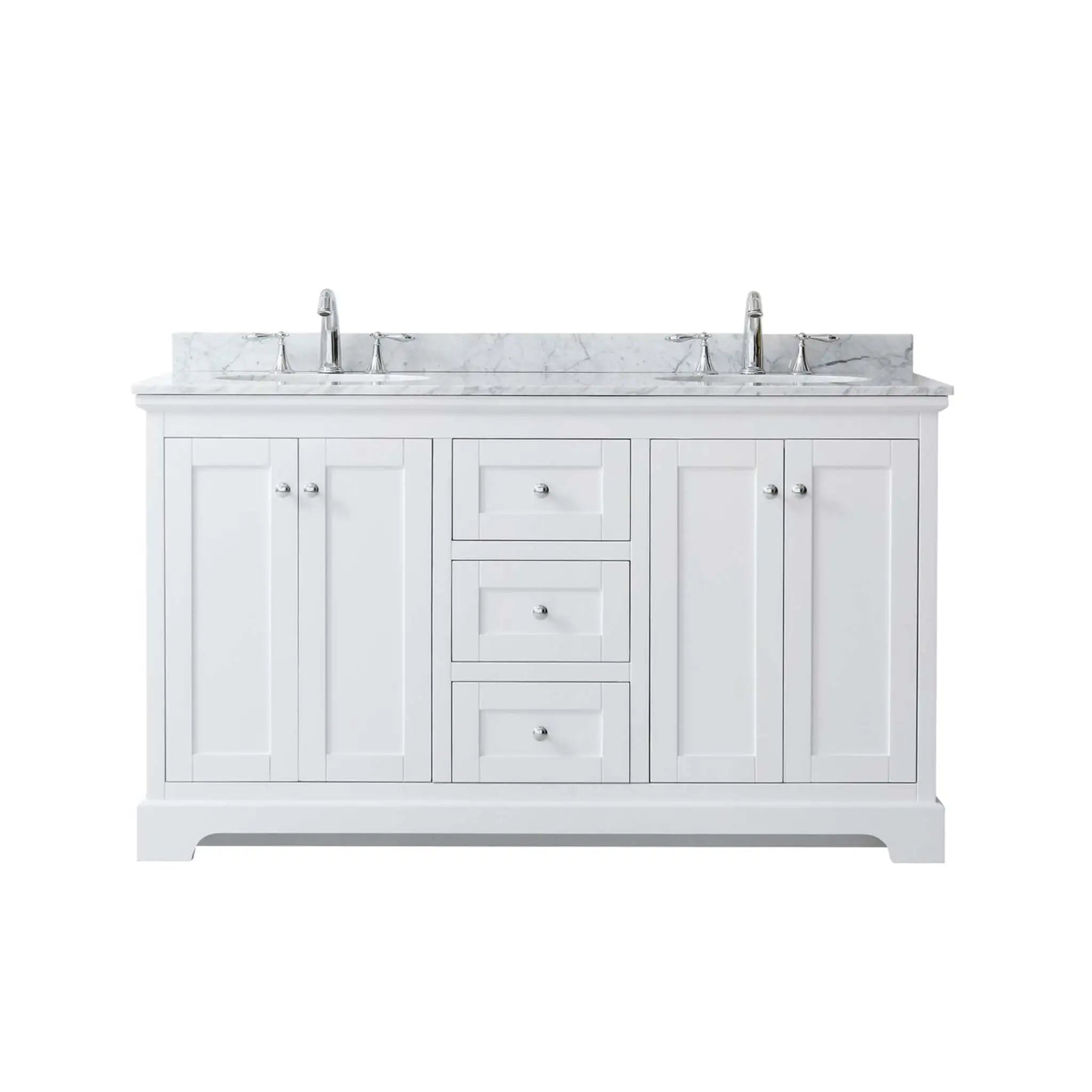 60" Avery Double Bathroom Vanity in White with Polished Chrome Trim by Wyndham