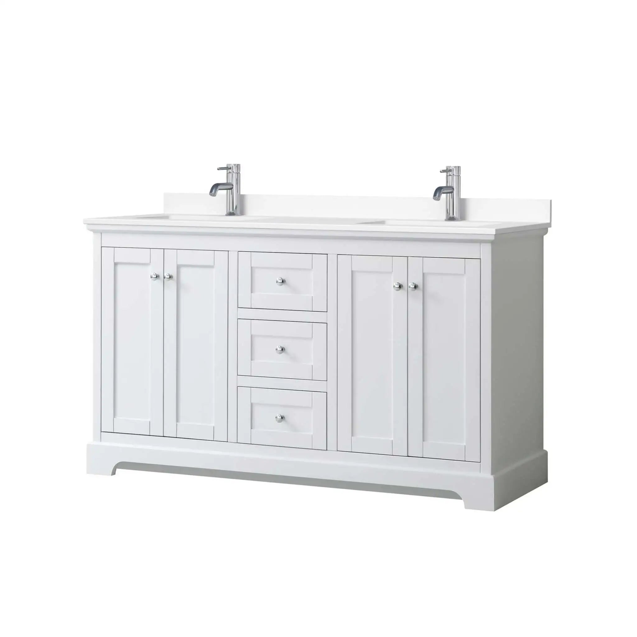 60" Avery Double Bathroom Vanity in White with Polished Chrome Trim by Wyndham