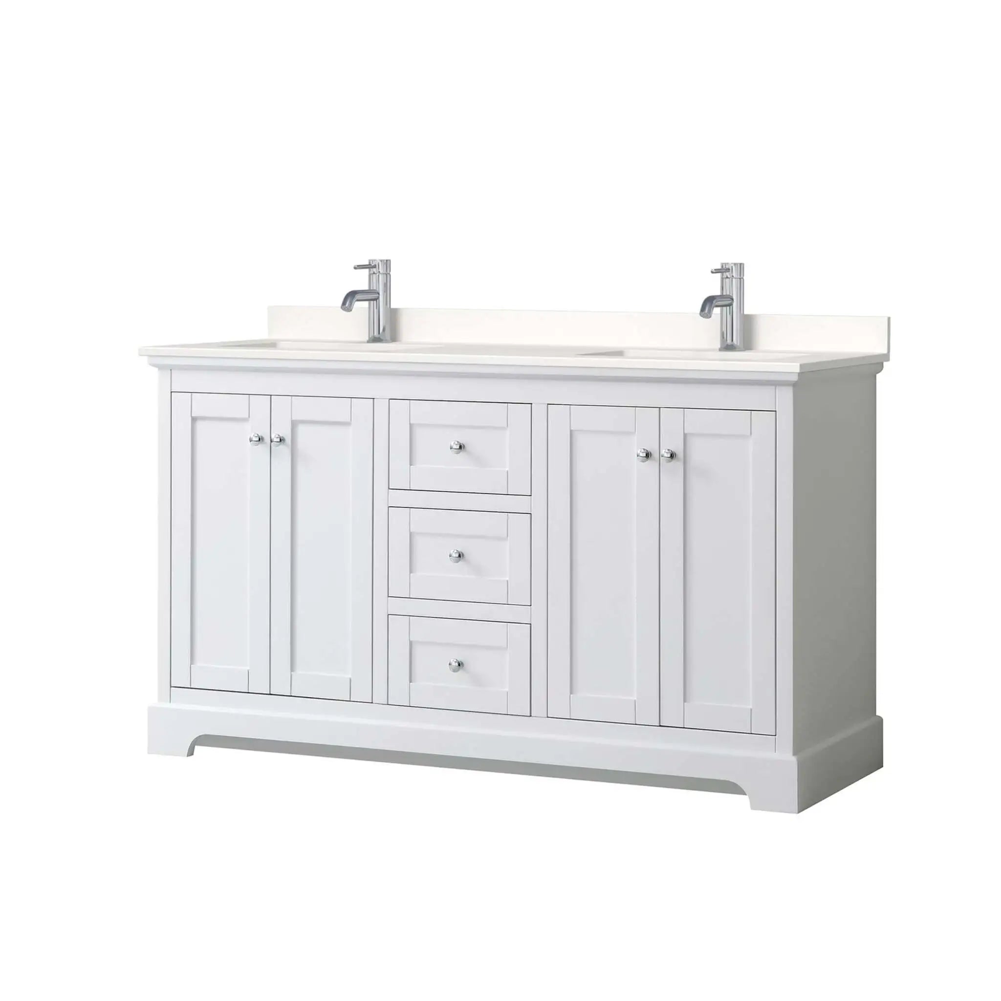60" Avery Double Bathroom Vanity in White with Polished Chrome Trim by Wyndham