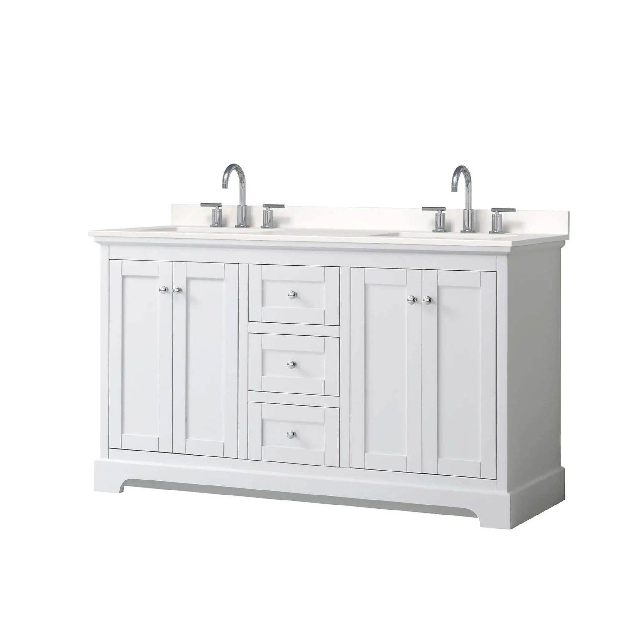 60" Avery Double Bathroom Vanity in White with Polished Chrome Trim by Wyndham