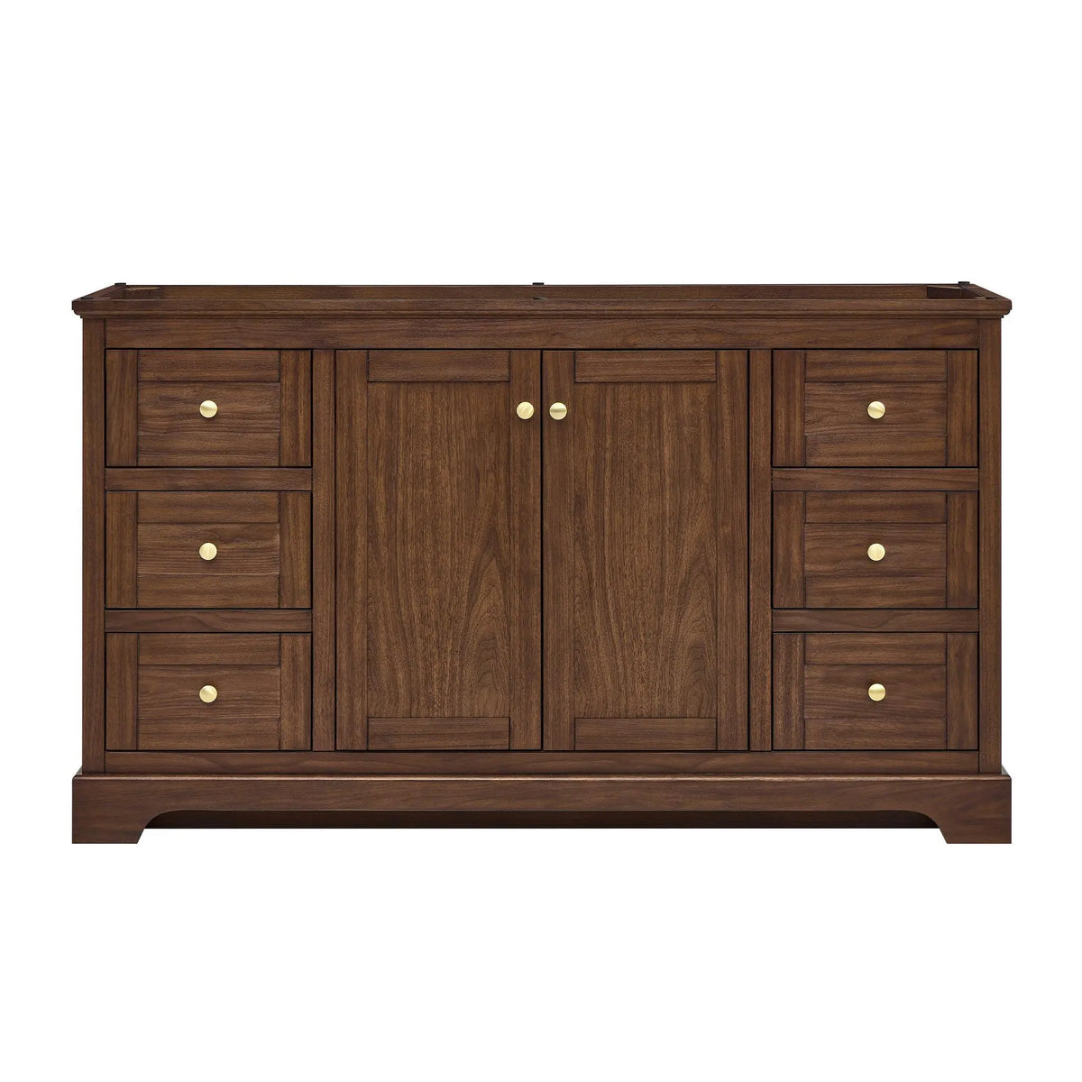 60" Avery Single Bathroom Vanity Dark Walnut Brushed Gold Trim by wyndham View 41