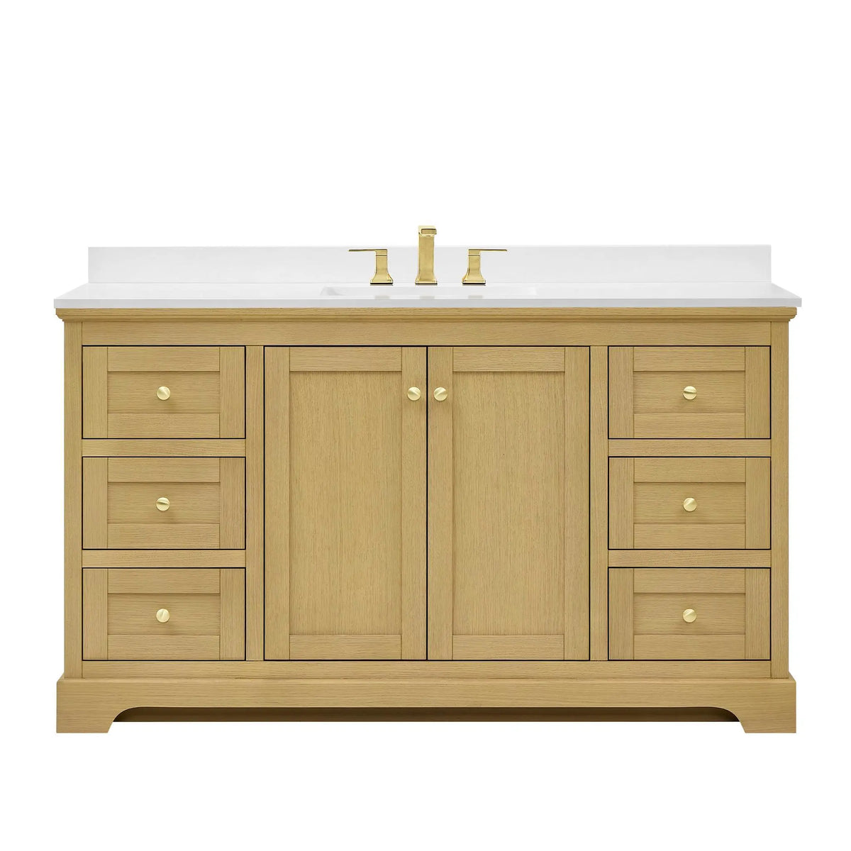 60" Avery Single Bathroom Vanity Honey Oak Brushed Gold Trim by wyndham View 36
