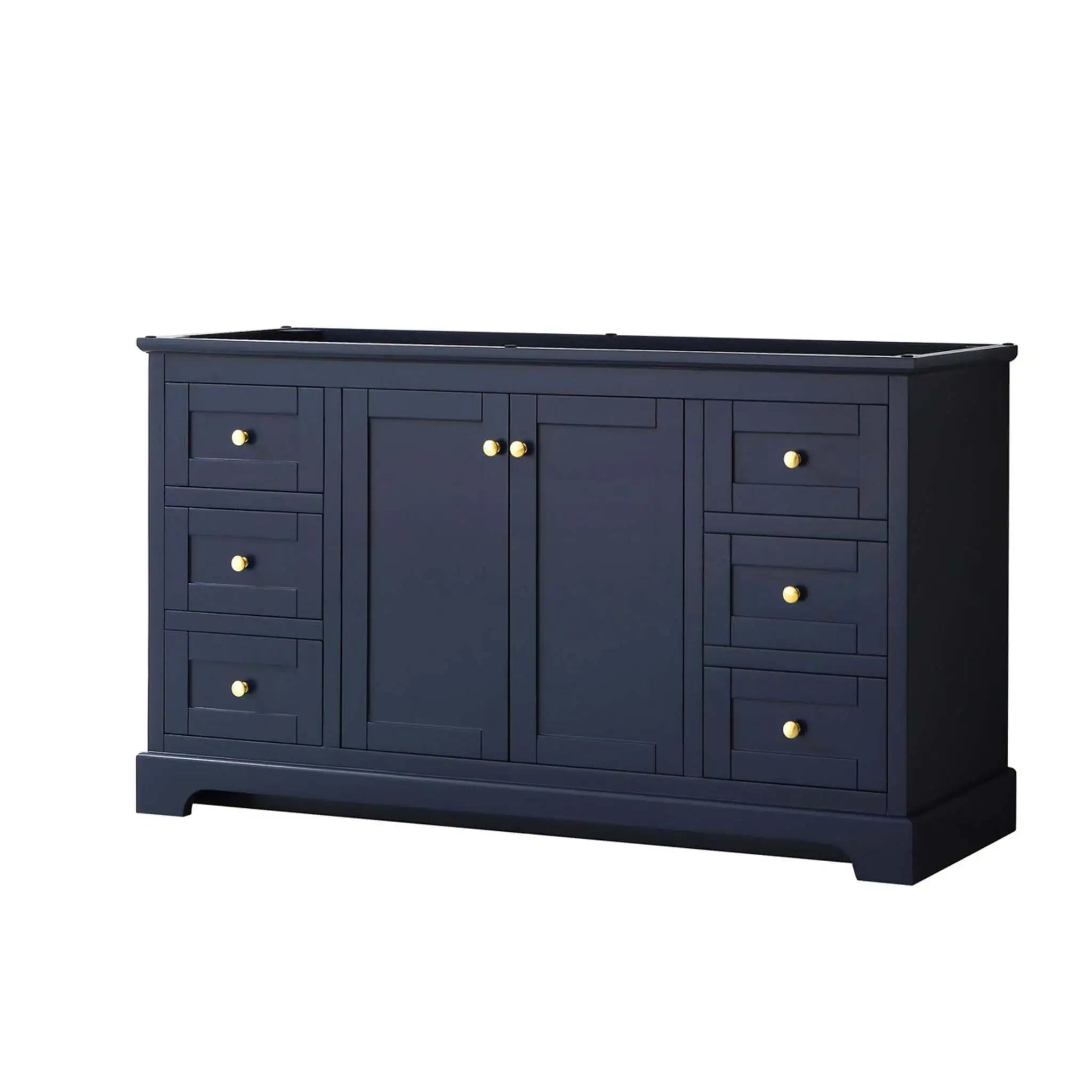 60" Avery Single Bathroom Vanity in Dark Blue with Brushed Gold Trim by Wyndham