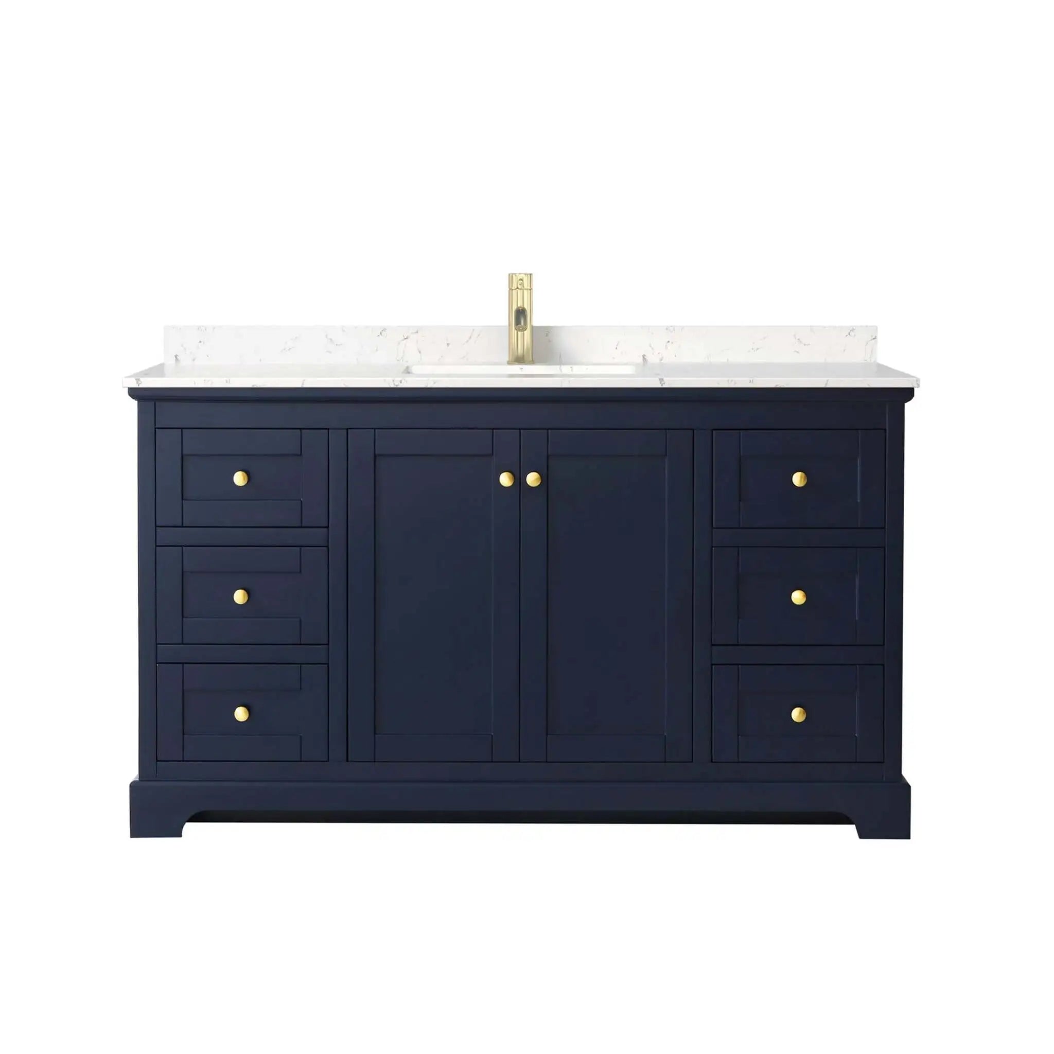60" Avery Single Bathroom Vanity in Dark Blue with Brushed Gold Trim by Wyndham