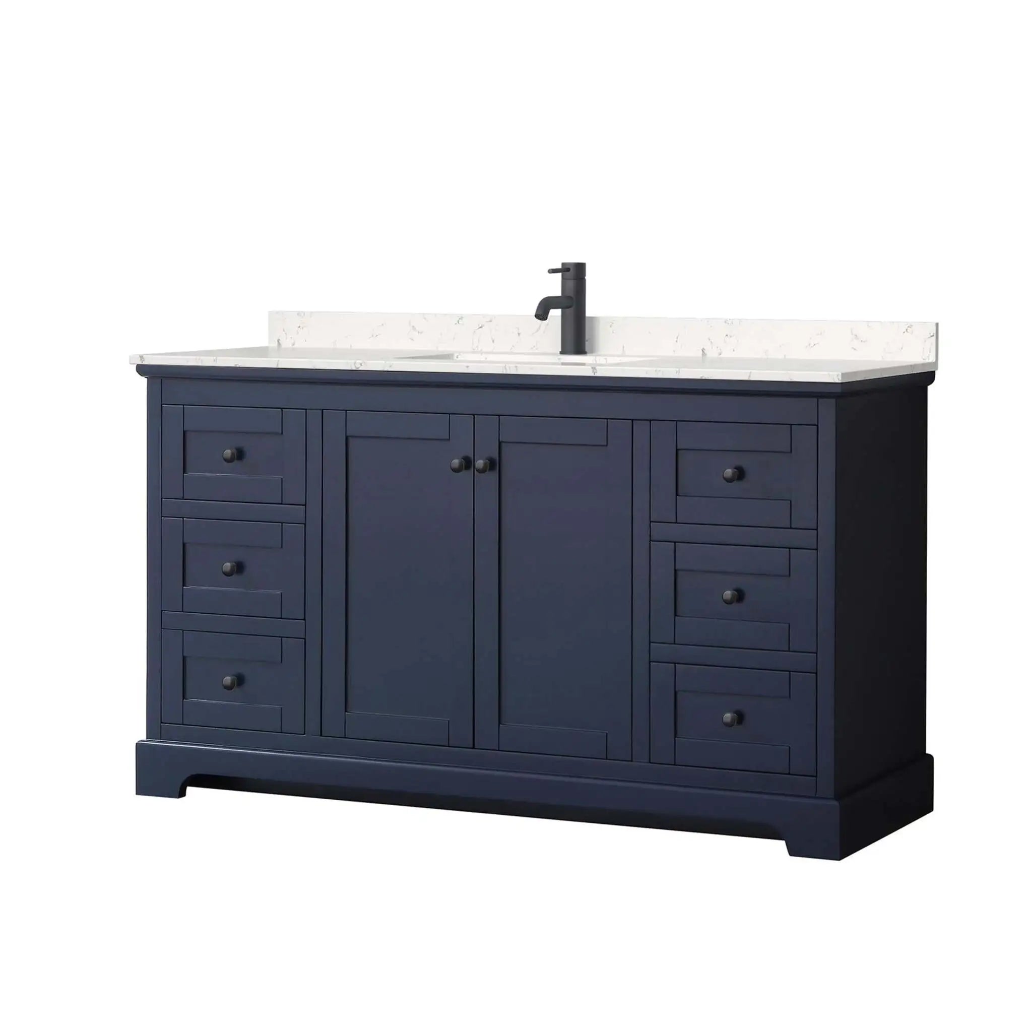 60" Avery Single Bathroom Vanity in Dark Blue with Matte Black Trim by Wyndham