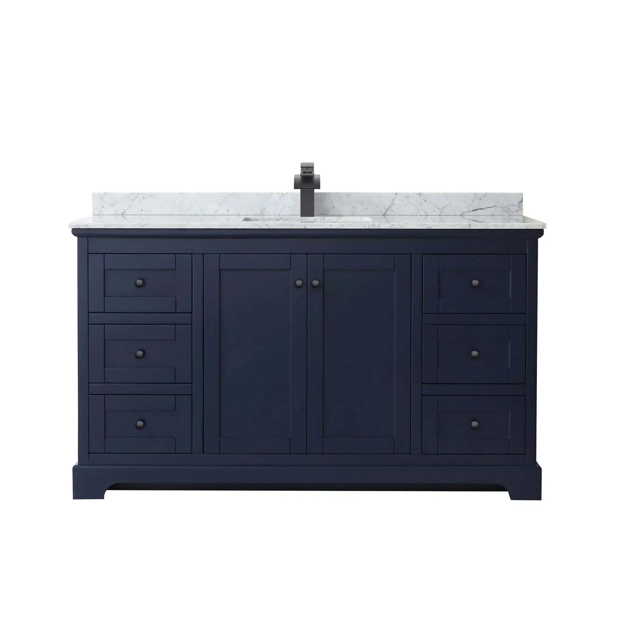 60" Avery Single Bathroom Vanity in Dark Blue with Matte Black Trim by Wyndham