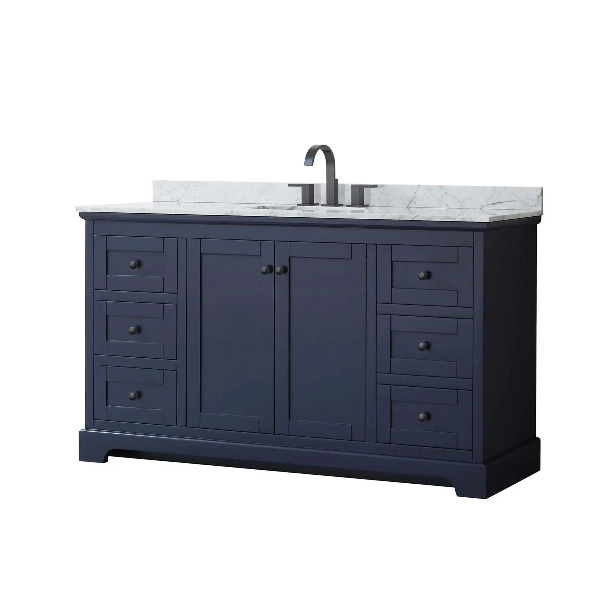 60" Avery Single Bathroom Vanity in Dark Blue with Matte Black Trim by Wyndham