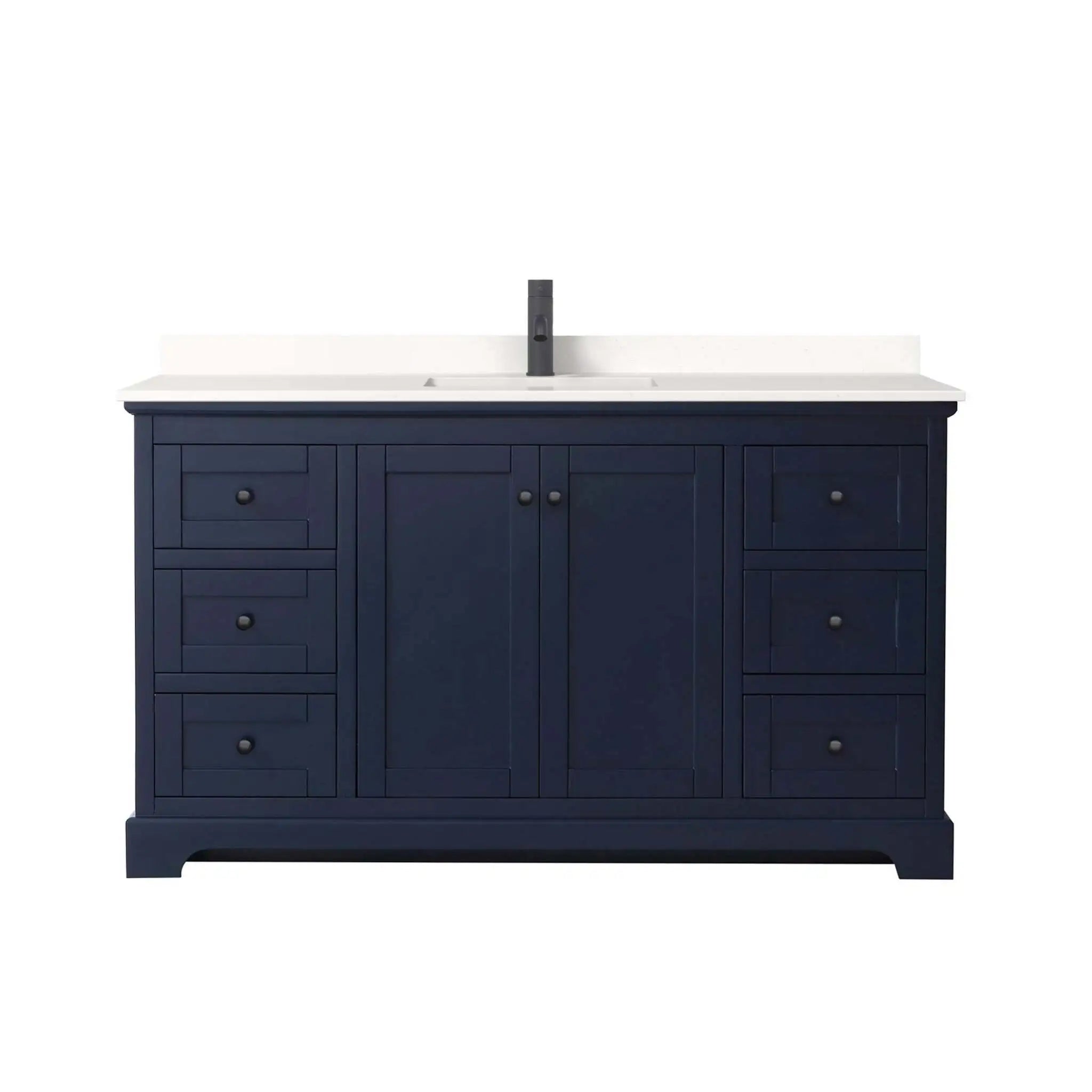 60" Avery Single Bathroom Vanity in Dark Blue with Matte Black Trim by Wyndham