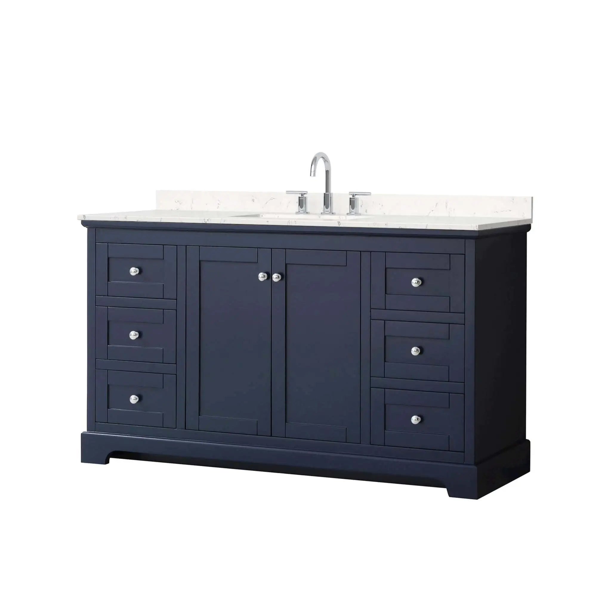 60" Avery Single Bathroom Vanity in Dark Blue with Polished Chrome Trim by Wyndham