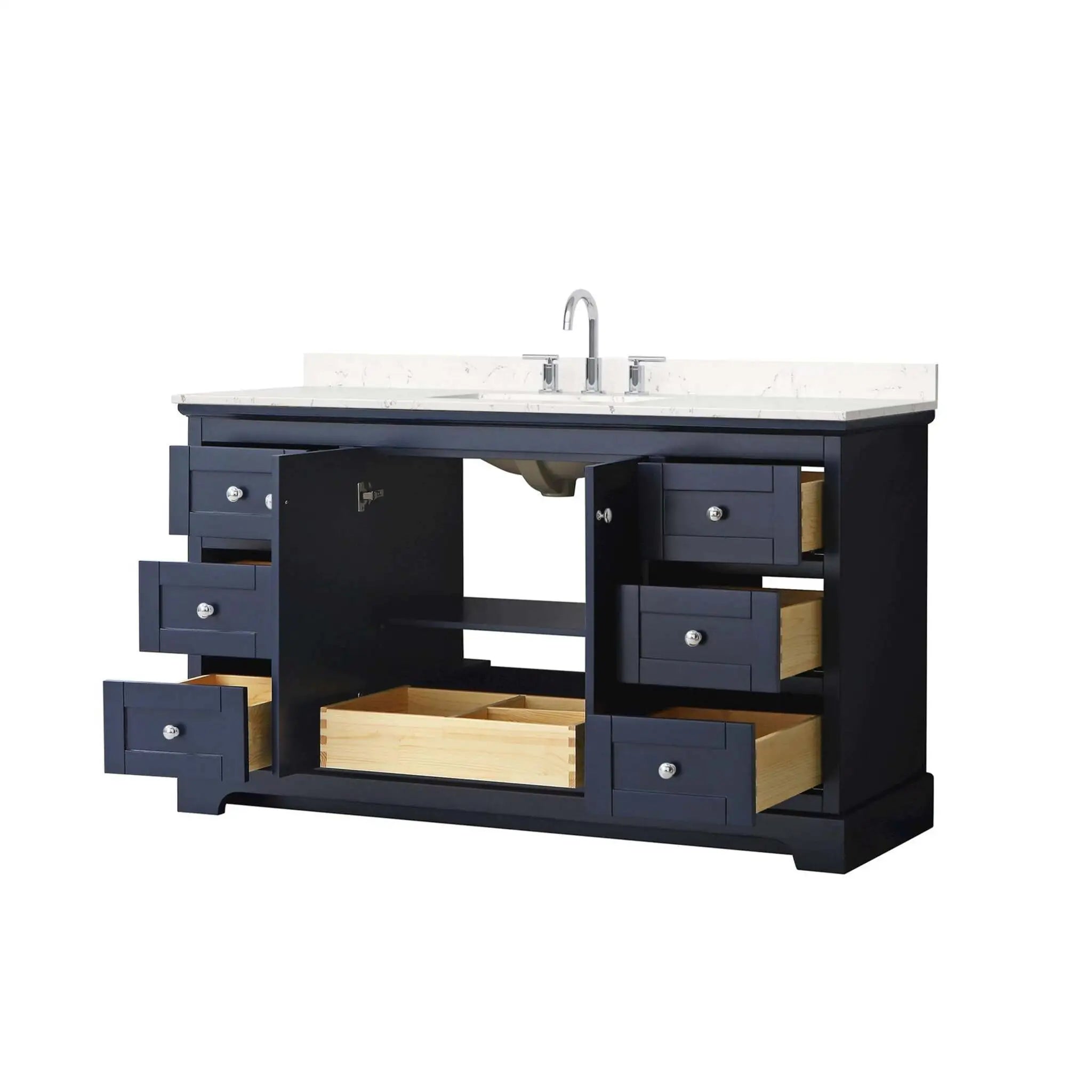 60" Avery Single Bathroom Vanity in Dark Blue with Polished Chrome Trim by Wyndham