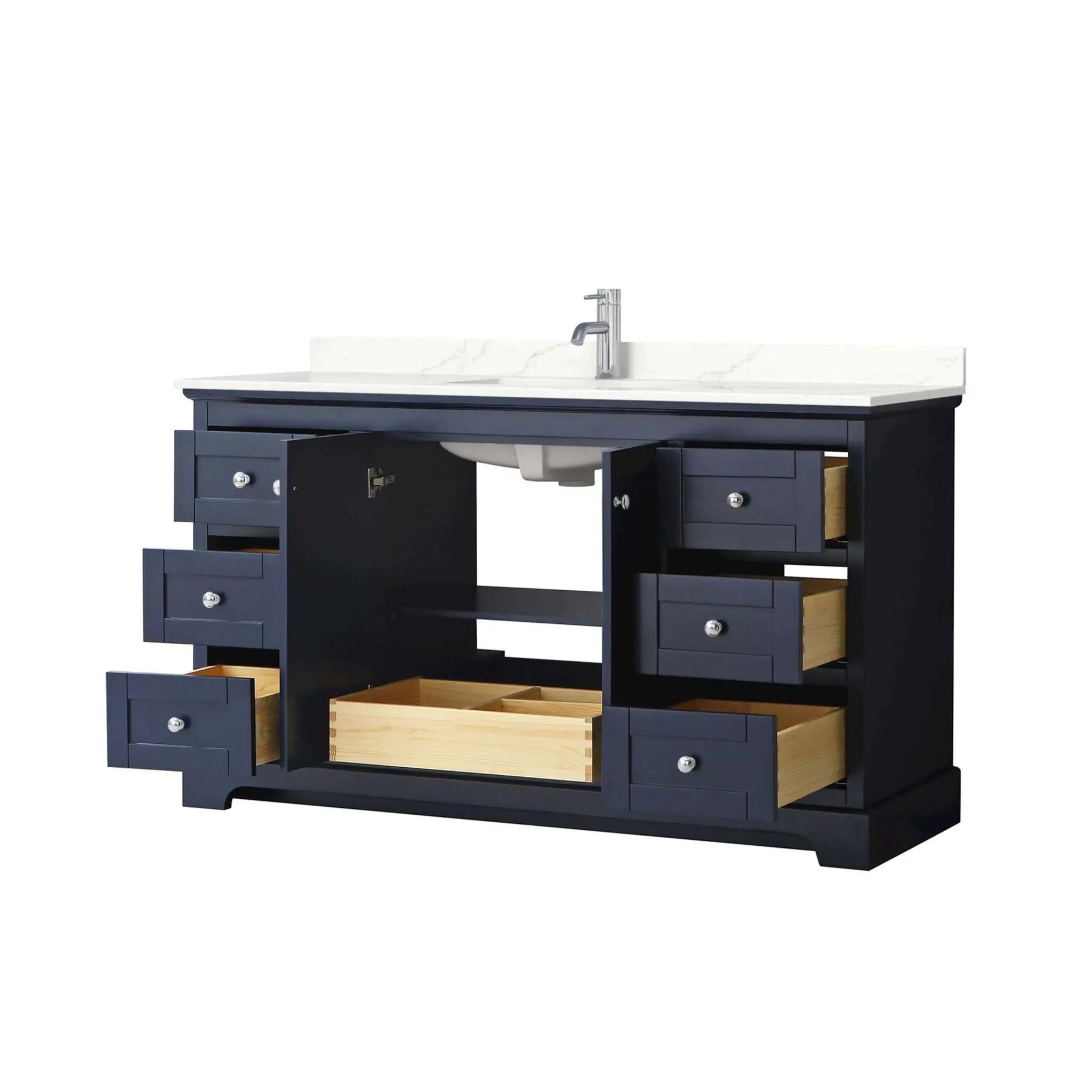 60" Avery Single Bathroom Vanity in Dark Blue with Polished Chrome Trim by Wyndham