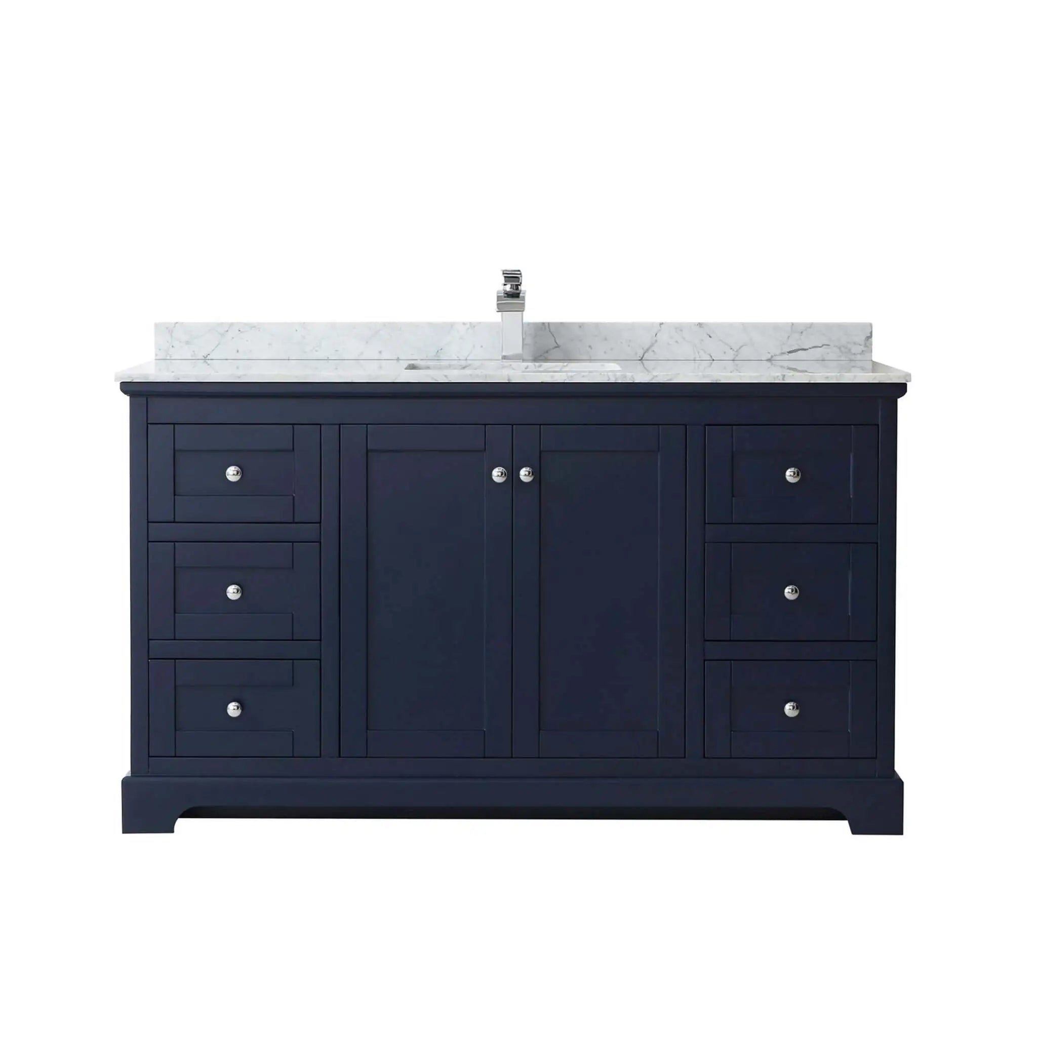 60" Avery Single Bathroom Vanity in Dark Blue with Polished Chrome Trim by Wyndham