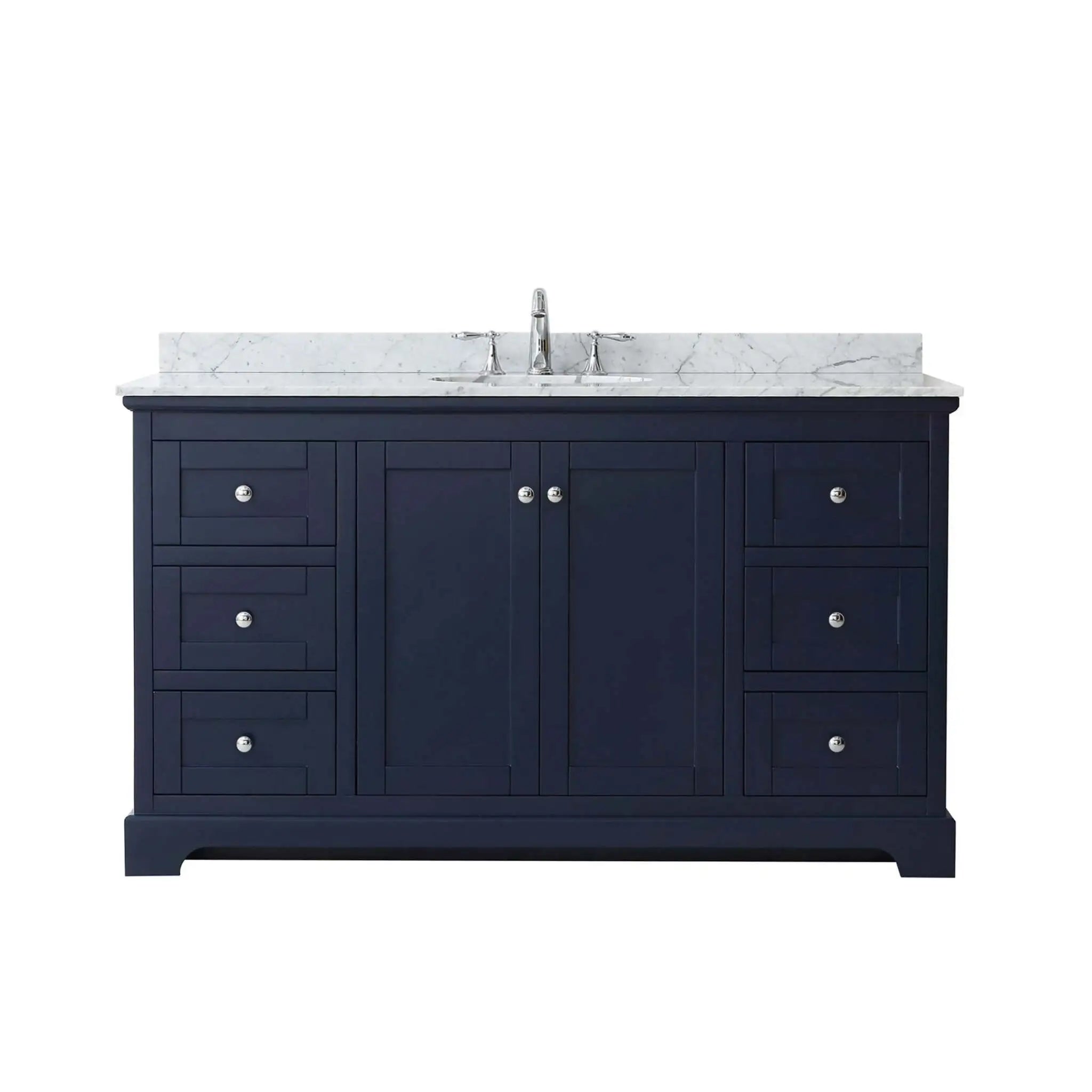 60" Avery Single Bathroom Vanity in Dark Blue with Polished Chrome Trim by Wyndham