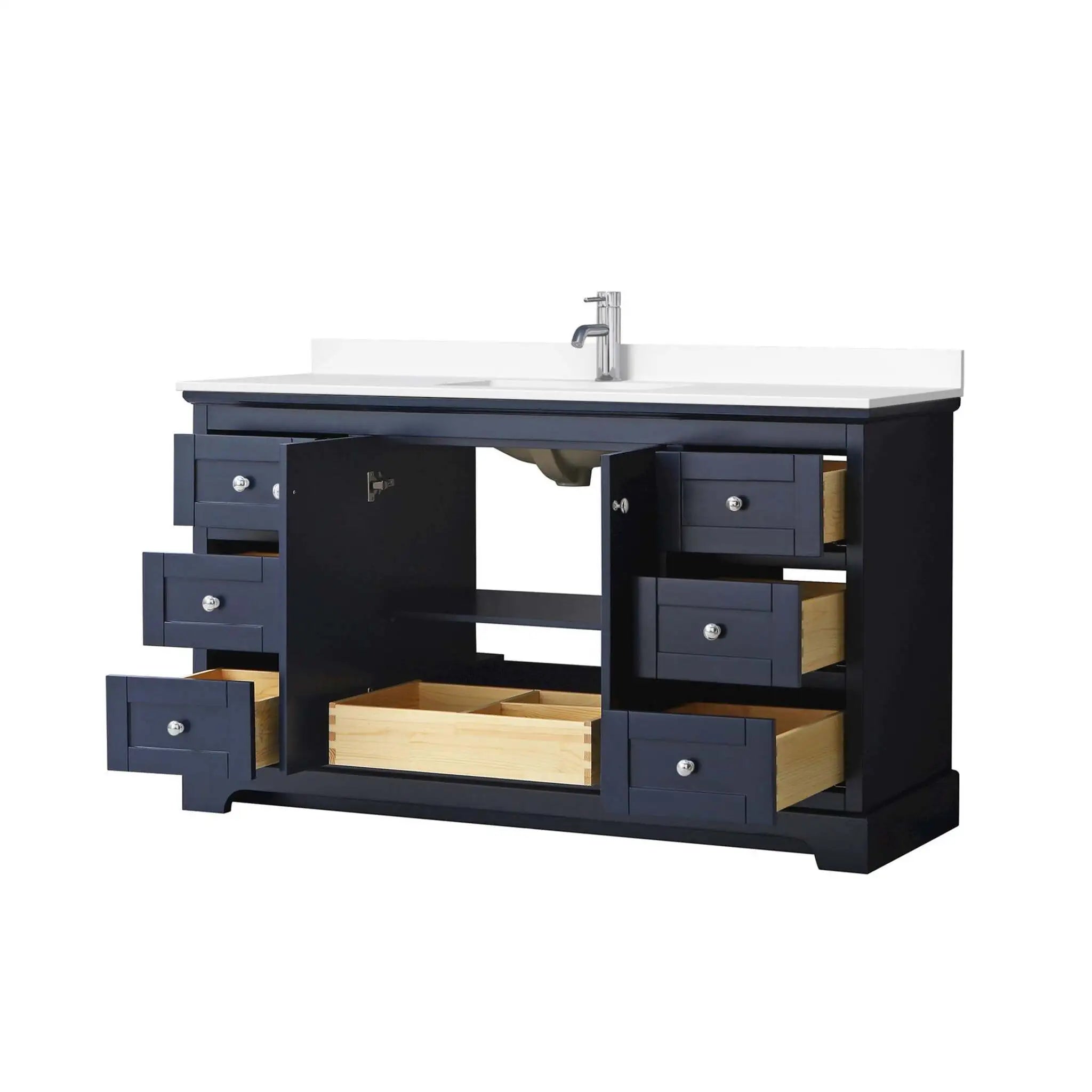 60" Avery Single Bathroom Vanity in Dark Blue with Polished Chrome Trim by Wyndham