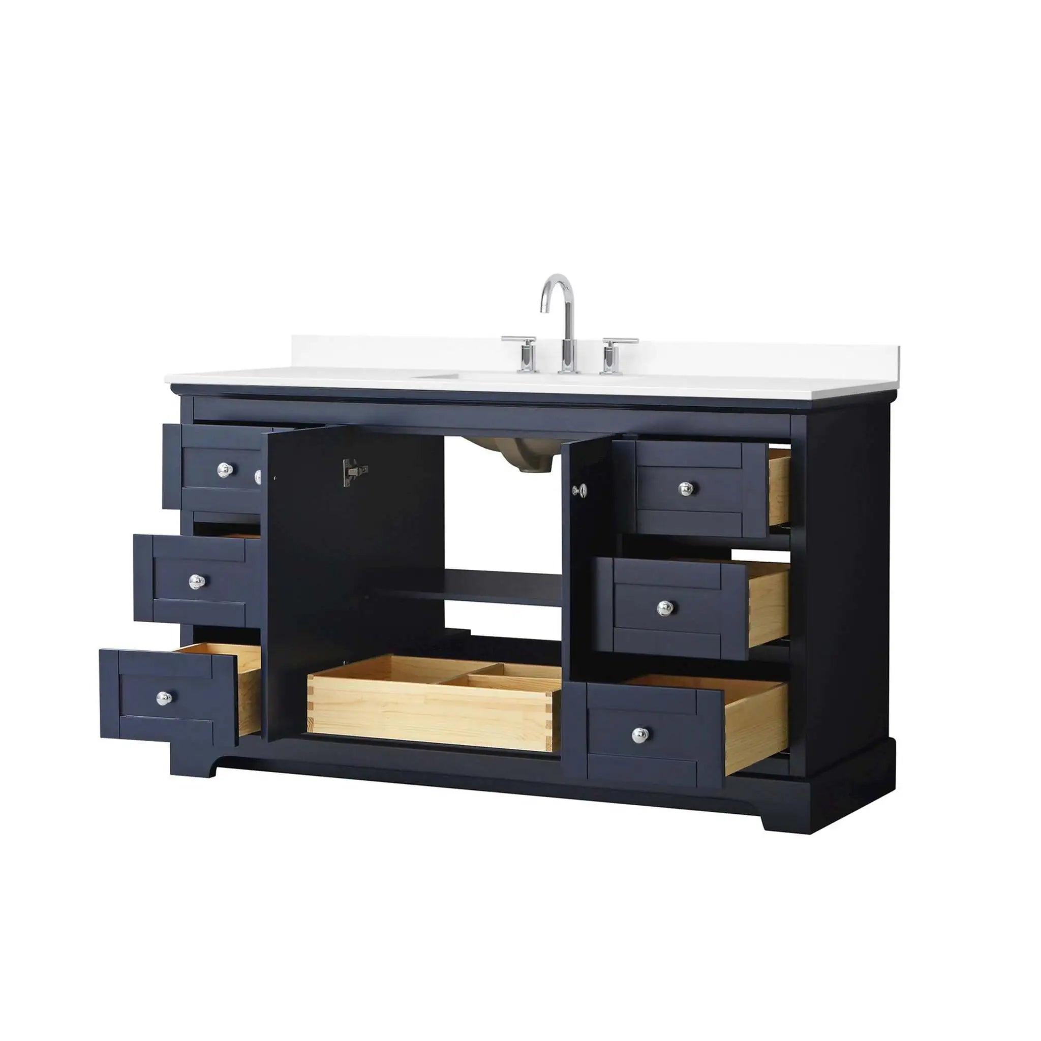 60" Avery Single Bathroom Vanity in Dark Blue with Polished Chrome Trim by Wyndham