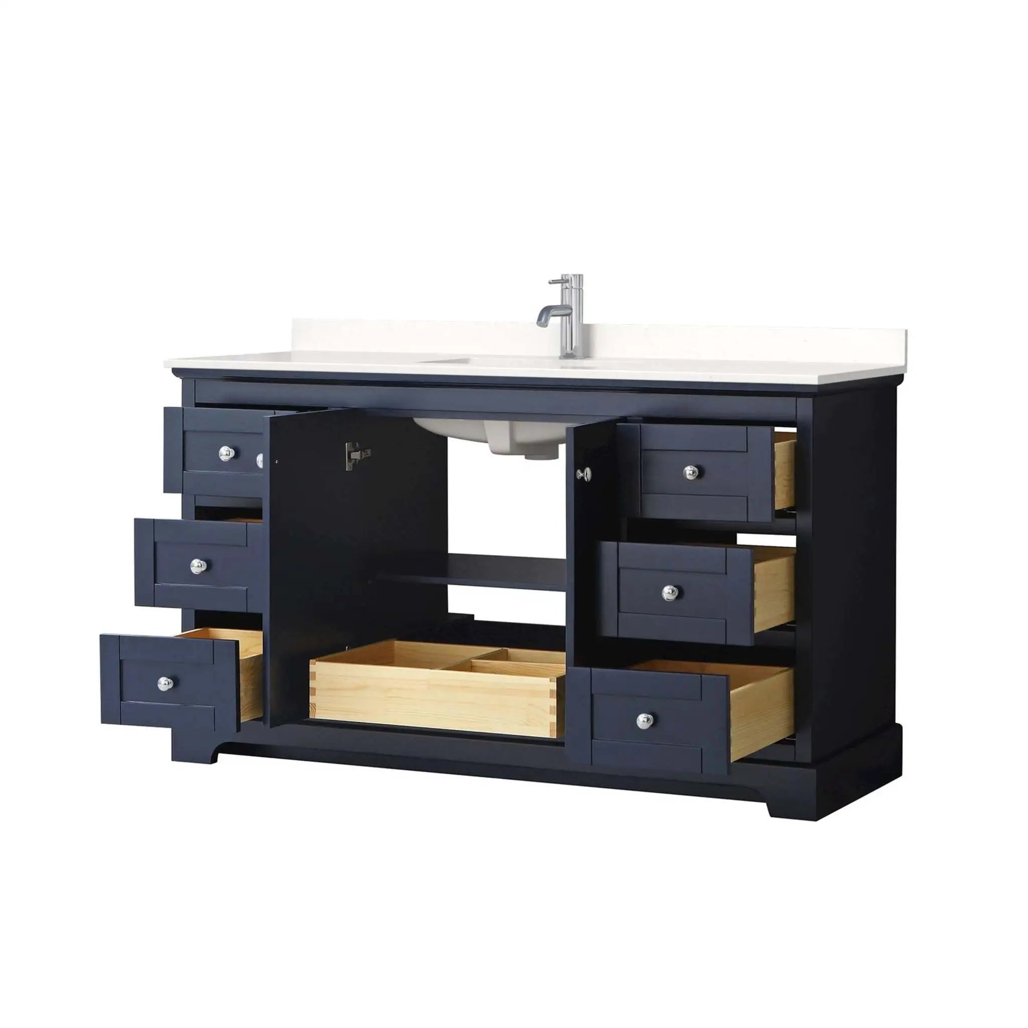 60" Avery Single Bathroom Vanity in Dark Blue with Polished Chrome Trim by Wyndham